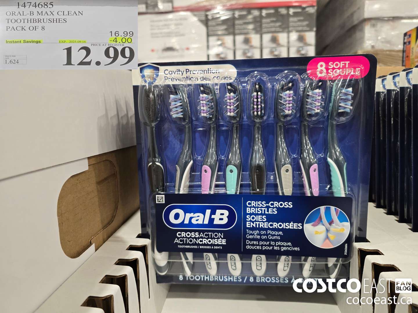 1474685 ORAL-B MAX CLEAN TOOTHBRUSHES PACK OF 8 ($4.00 INSTANT SAVINGS EXPIRES ON 2025-09-14) $12.99