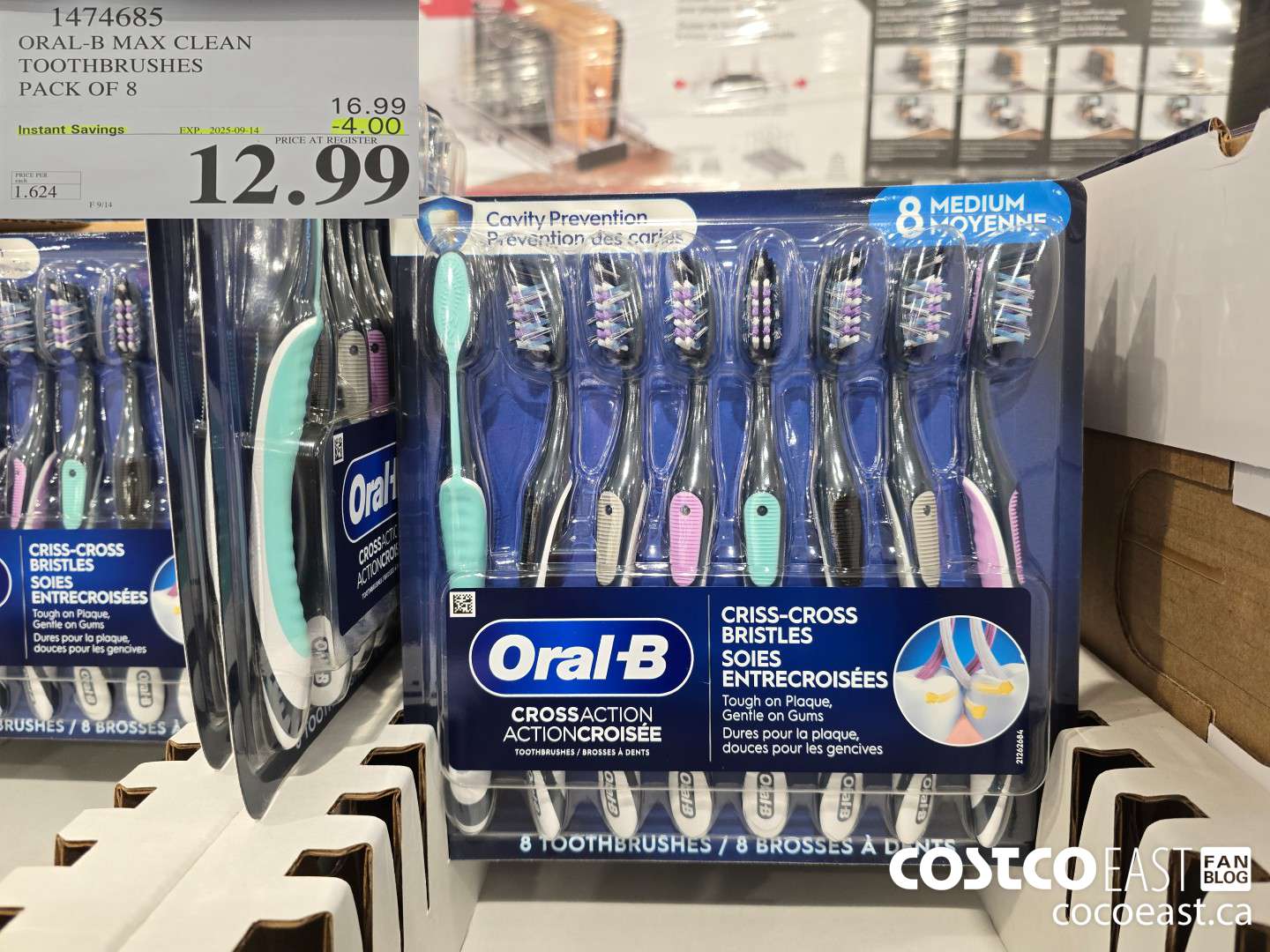 1474685 ORAL-B MAX CLEAN TOOTHBRUSHES PACK OF 8 ($4.00 INSTANT SAVINGS EXPIRES ON 2025-09-14) $12.99
