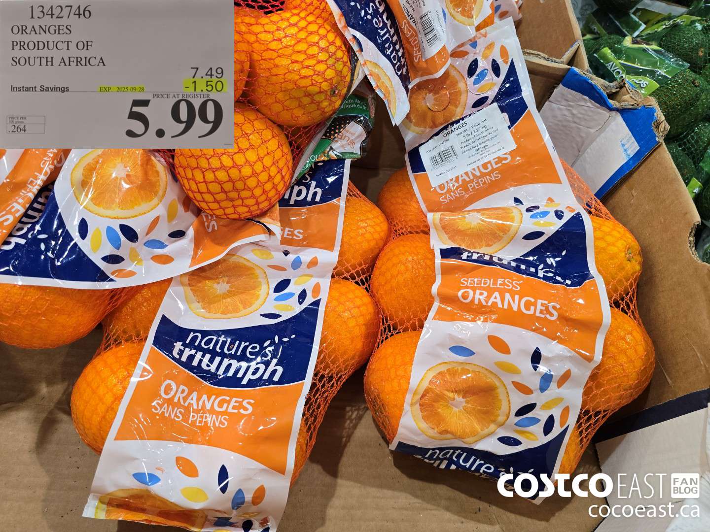 1342746 ORANGES PRODUCT OF SOUTH AFRICA ($1.50 INSTANT SAVINGS EXPIRES ON 2025-09-28) $5.99
