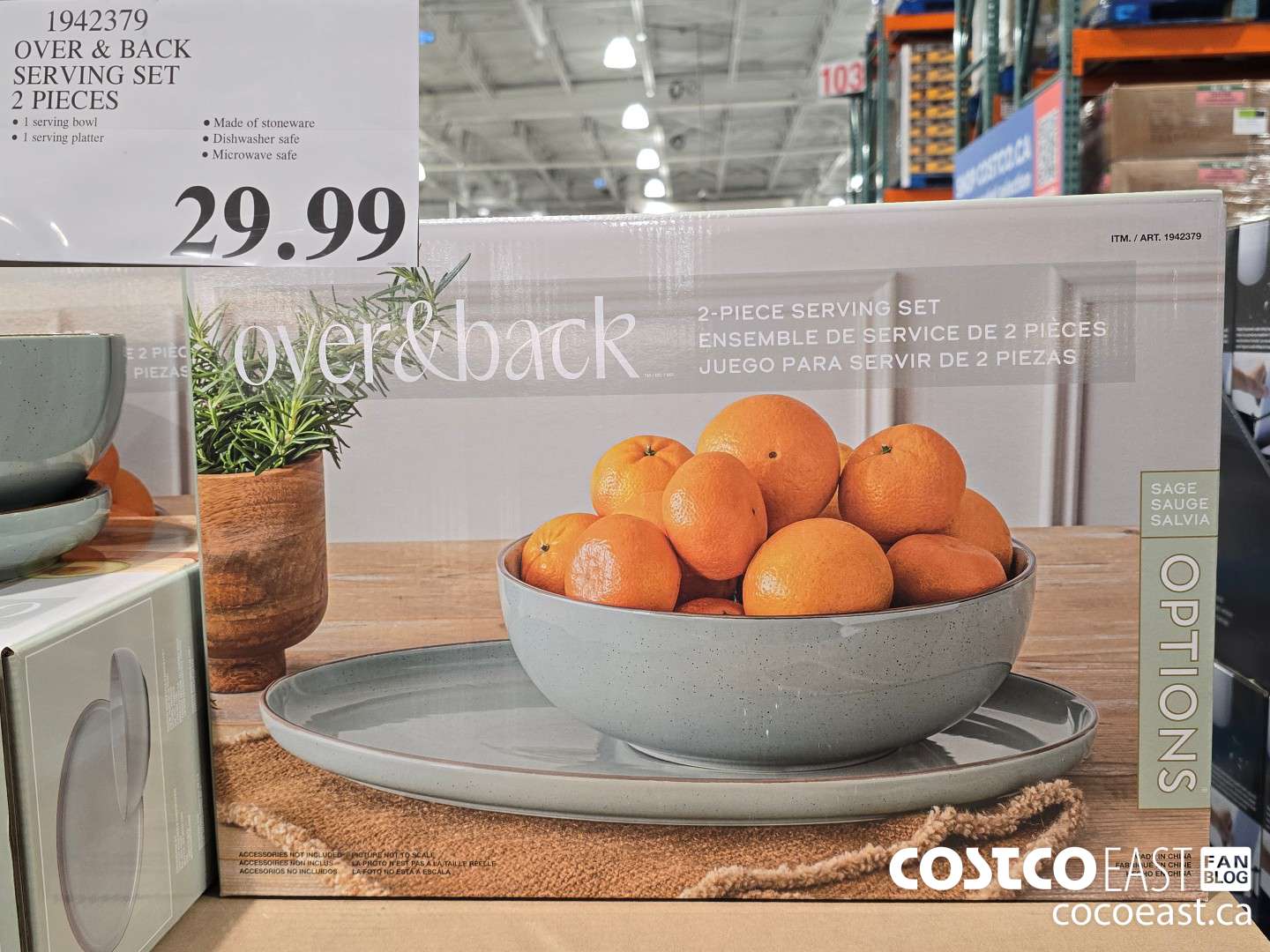 1942379 OVER & BACK SERVING SET 2 PIEGES $29.99