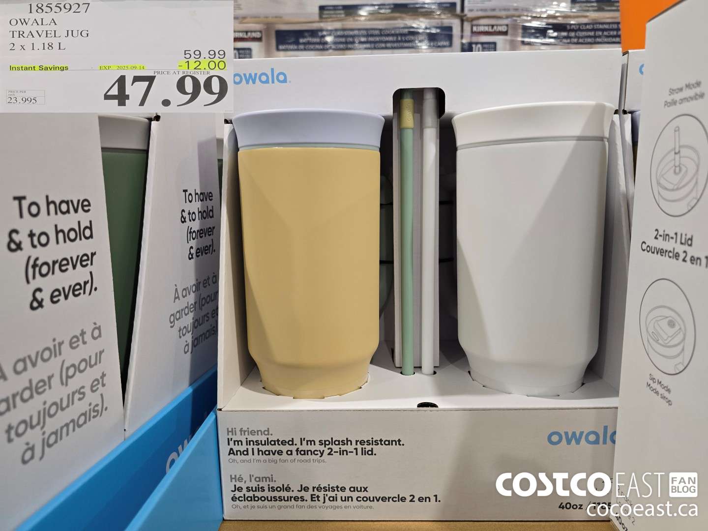 1855927 OWALA TRAVEL JUG PACK OF 2 X 1.18 L ($12.00 INSTANT SAVINGS EXPIRES ON 2025-09-14) $47.99