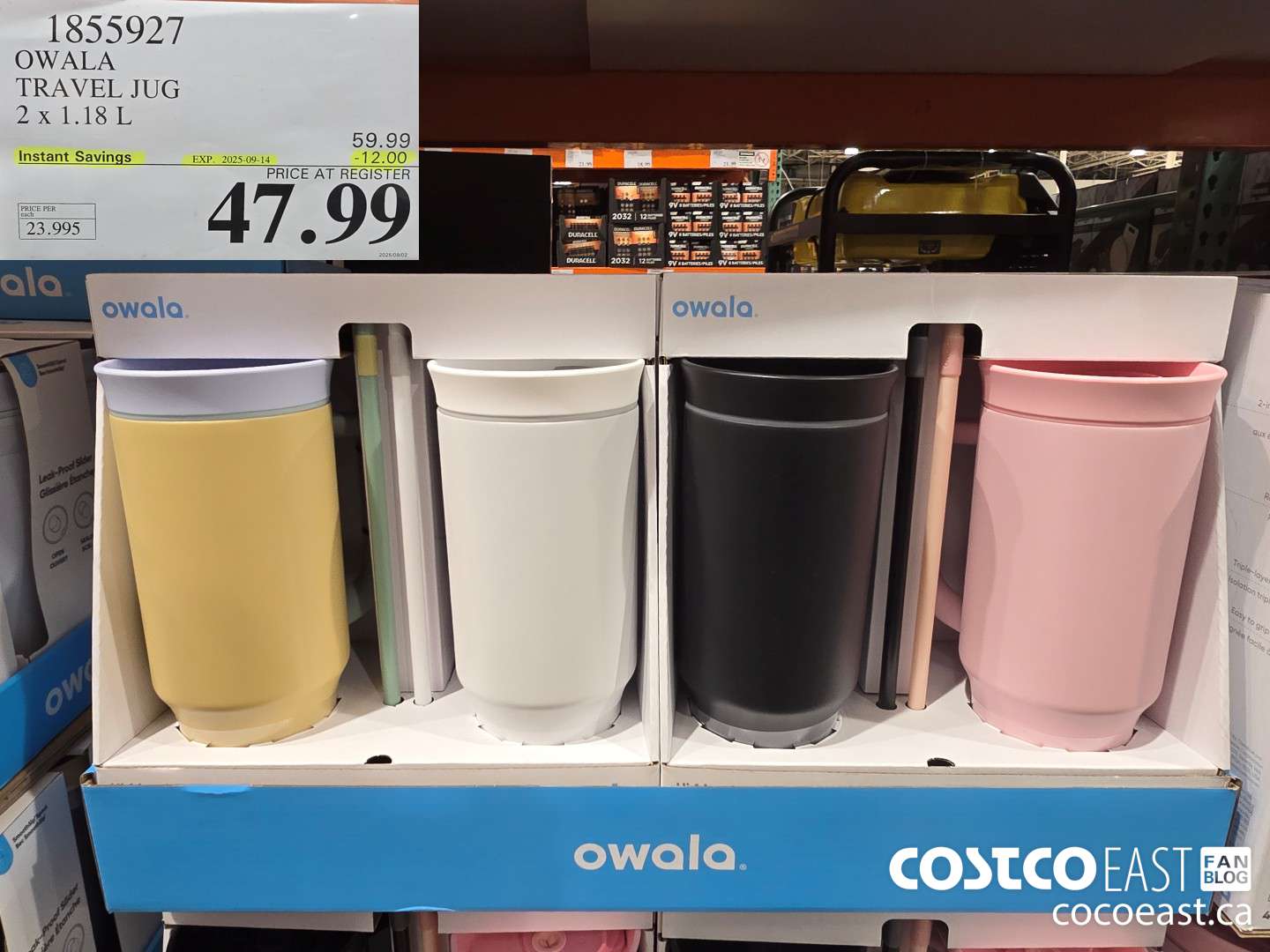 1855927 OWALA TRAVEL JUG PACK OF 2 X 1.18 L ($12.00 INSTANT SAVINGS EXPIRES ON 2025-09-14) $47.99