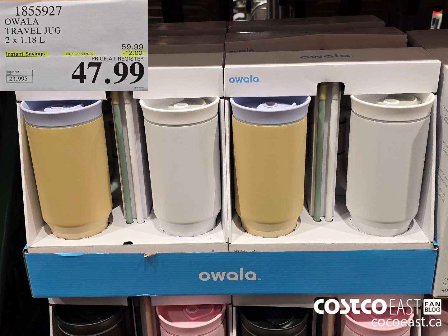 1855927 OWALA TRAVEL JUG PACK OF 2 X 1.18 L ($12.00 INSTANT SAVINGS EXPIRES ON 2025-09-14) $47.99