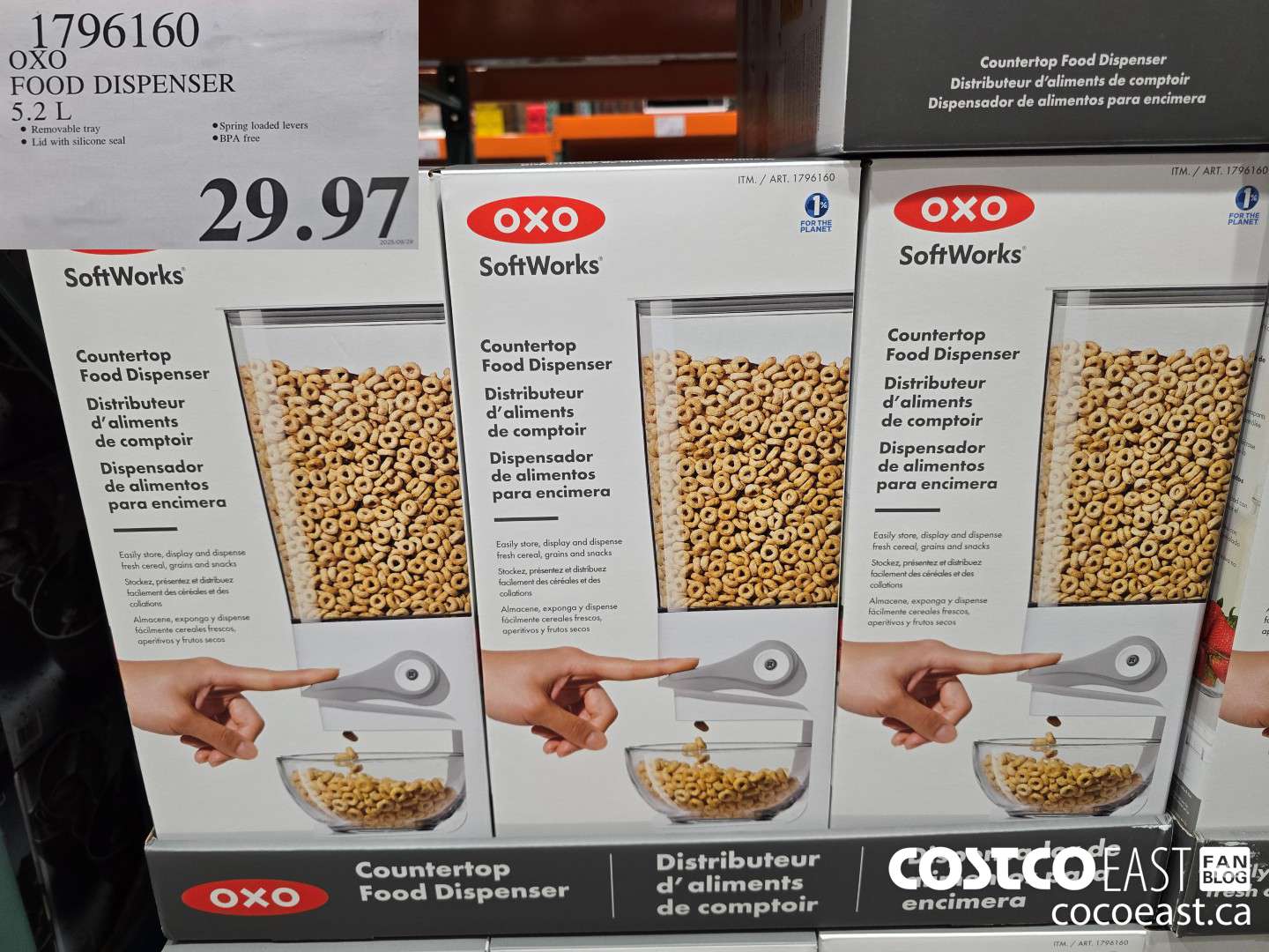 1796160 OXO FOOD DISPENSER 5.2 L $29.97