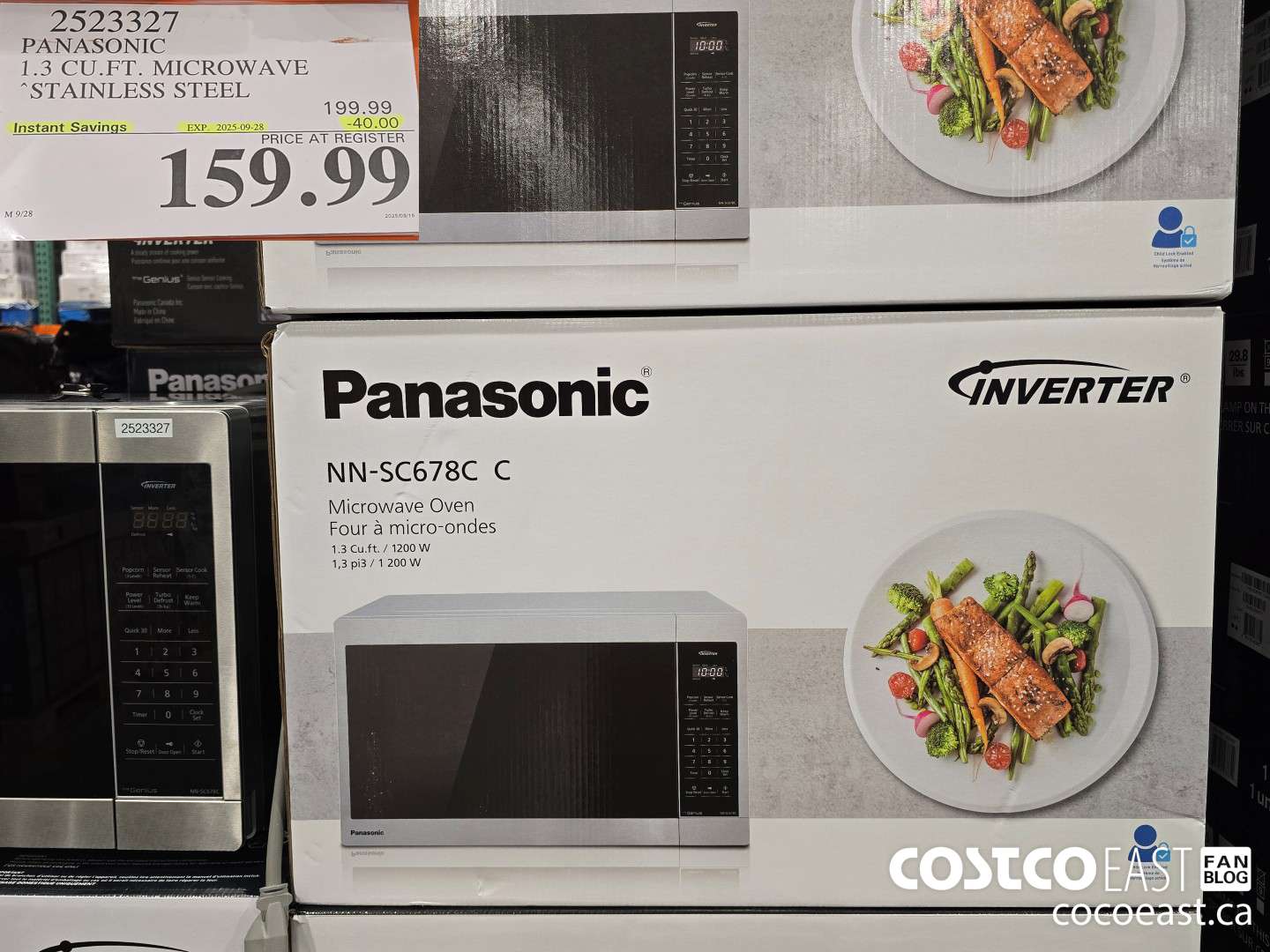 2523327 PANASONIC 1.3 CU.FT. MICROWAVE STAINLESS STEEL ($40.00 INSTANT SAVINGS EXPIRES ON 2025-09-28) $159.99