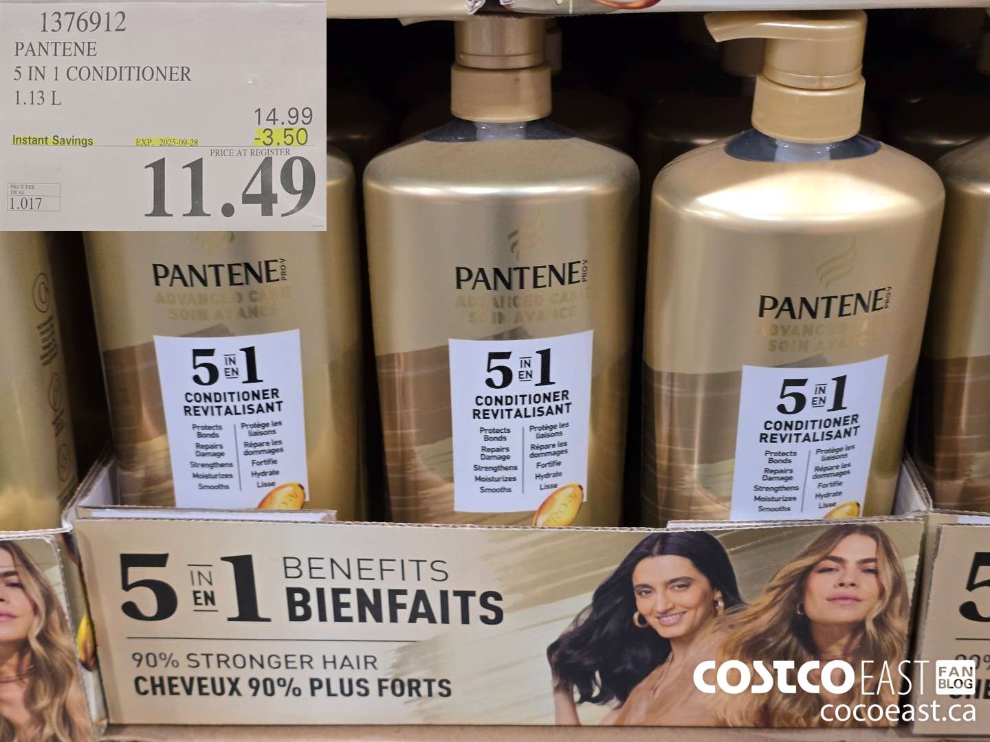 1376912 PANTENE 5 IN 1 CONDITIONER 1.13 L ($3.50 INSTANT SAVINGS EXPIRES ON 2025-09-28) $11.49