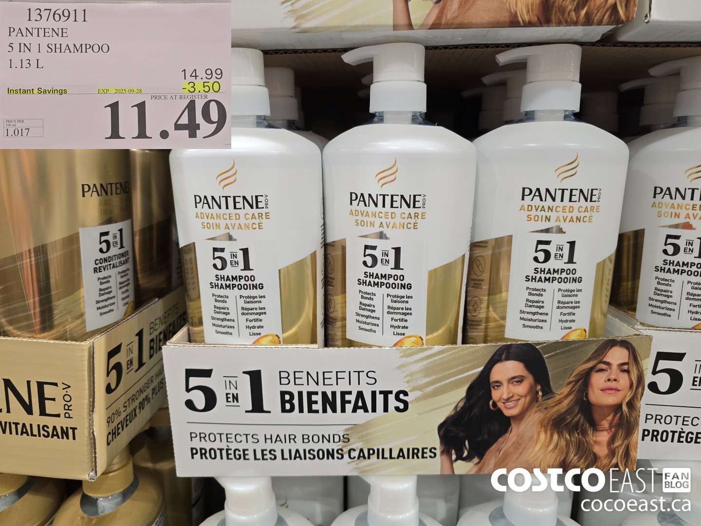 1376911 PANTENE 5 IN 1 SHAMPOO 1.13 L ($3.50 INSTANT SAVINGS EXPIRES ON 2025-09-28) $11.49