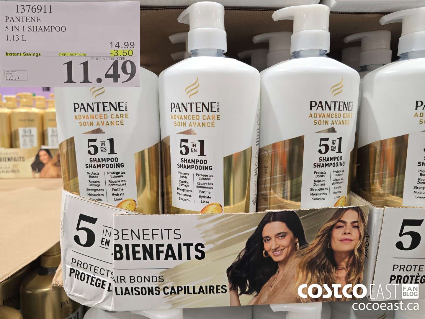 1376911 PANTENE 5 IN 1 SHAMPOO 1.13 L ($3.50 INSTANT SAVINGS EXPIRES ON 2025-09-28) $11.49