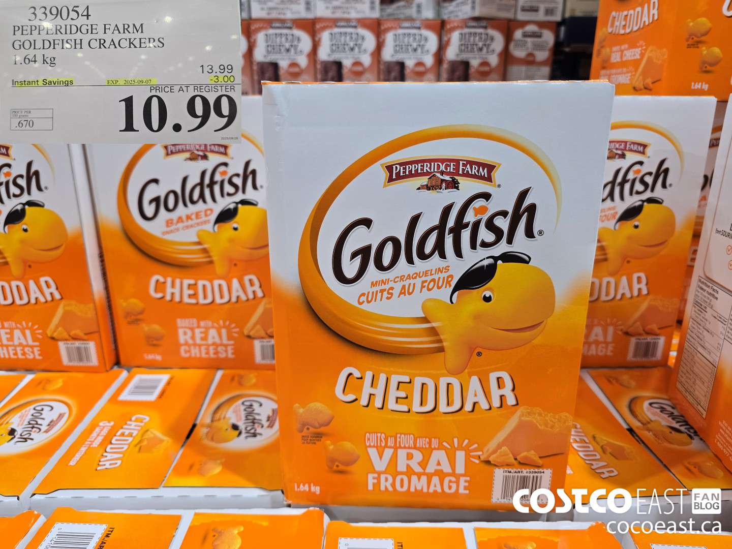 339054 PEPPERIDGE FARM GOLDFISH CHEDDAR 1.64 KG ($3.00 INSTANT SAVINGS EXPIRES ON 2025-09-07) $10.99