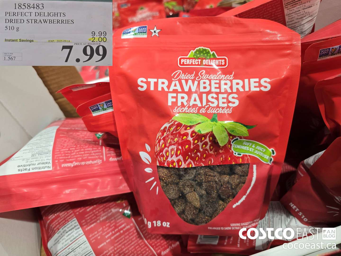 1858483 PERFECT DELIGHTS DRIED STRAWBERRIES 510G ($2.00 INSTANT SAVINGS EXPIRES ON 2025-09-14) $7.99