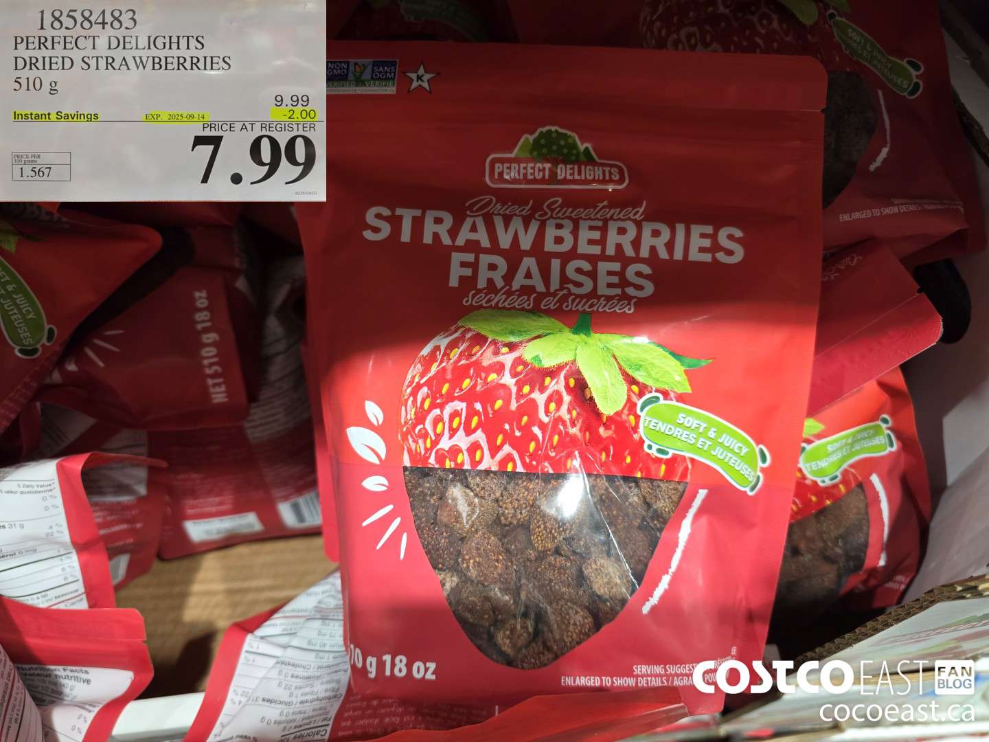 1858483 PERFECT DELIGHTS DRIED STRAWBERRIES 510G ($2.00 INSTANT SAVINGS EXPIRES ON 2025-09-14) $7.99