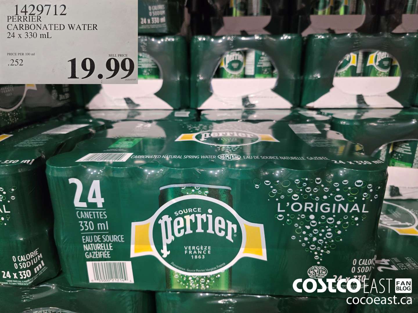 1429712 PERRIER CARBONATED WATER 24 x 330 mL $19.99