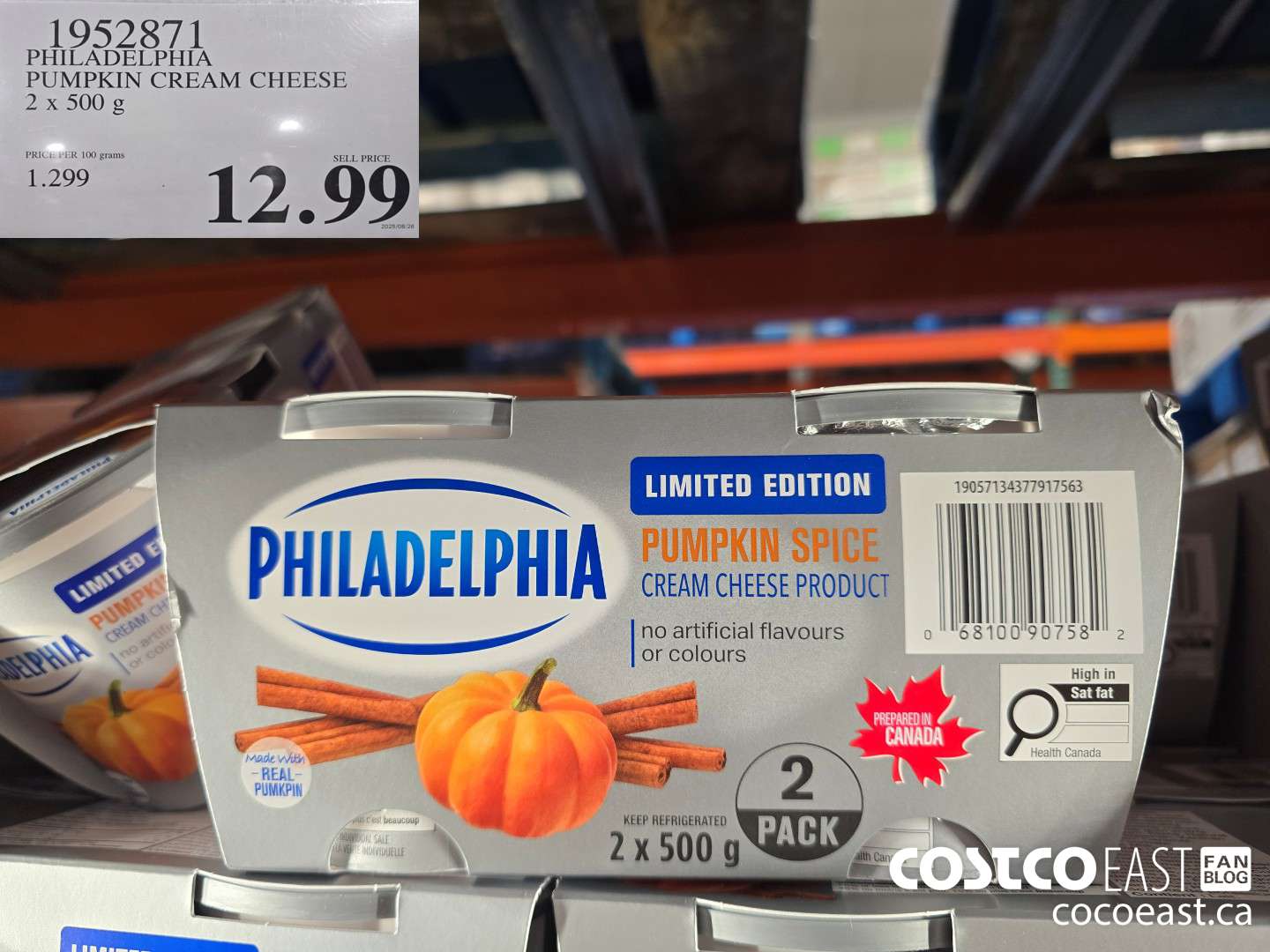 1952871 PHILADELPHIA PUMPKIN CREAM CHEESE 2 X 500 G $12.99