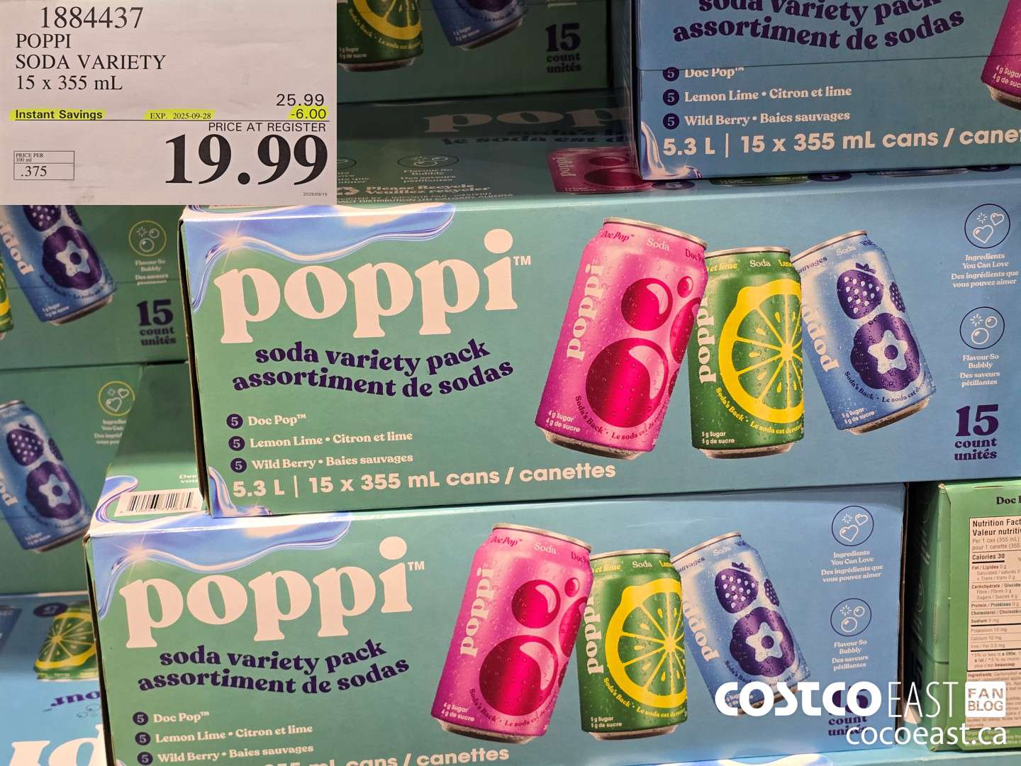 1884437 POPPI SODA VARIETY 15 X 355 ML ($6.00 INSTANT SAVINGS EXPIRES ON 2025-09-28) $19.99