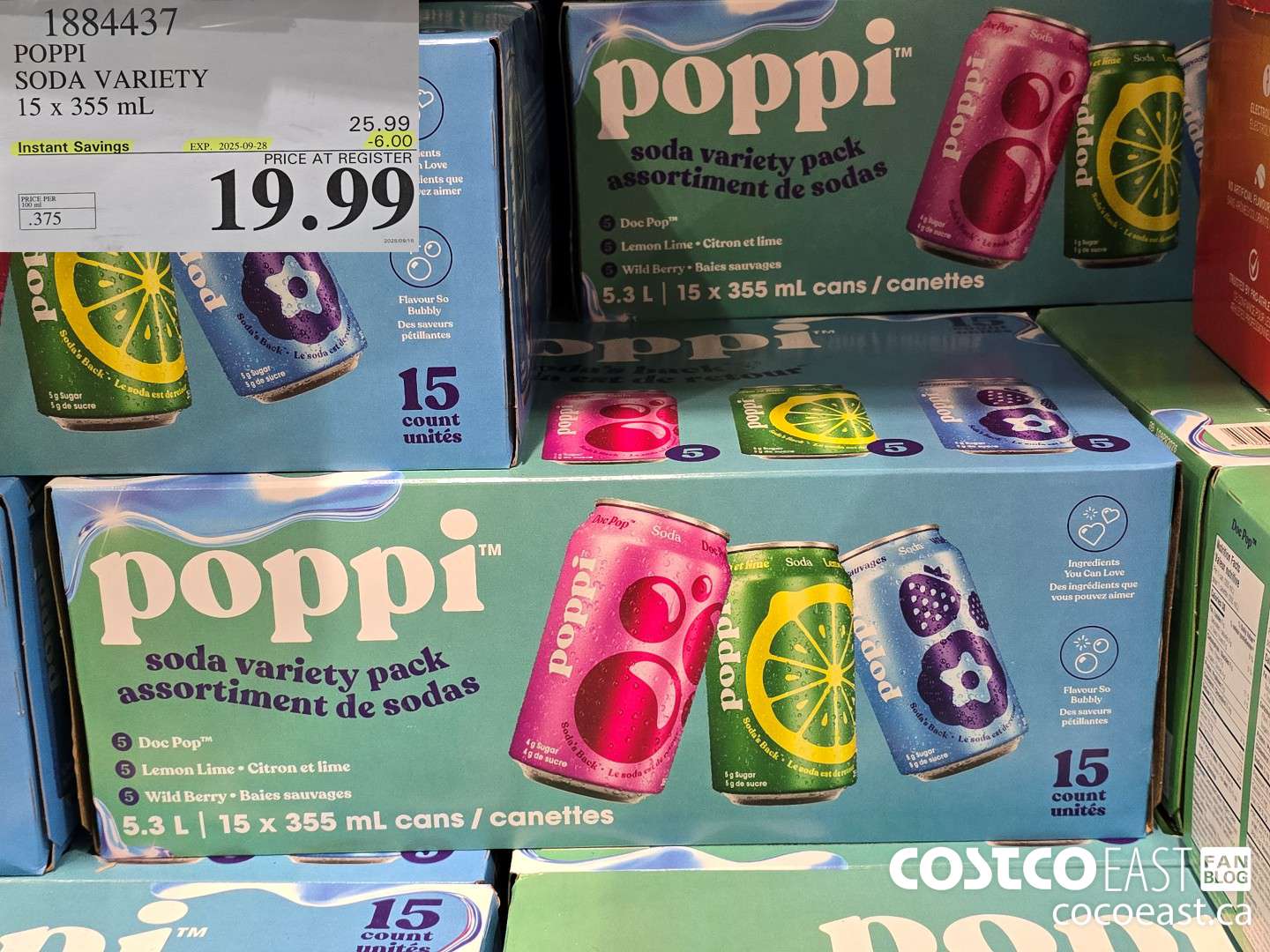 1884437 POPPI SODA VARIETY 15 X 355 ML ($6.00 INSTANT SAVINGS EXPIRES ON 2025-09-28) $19.99