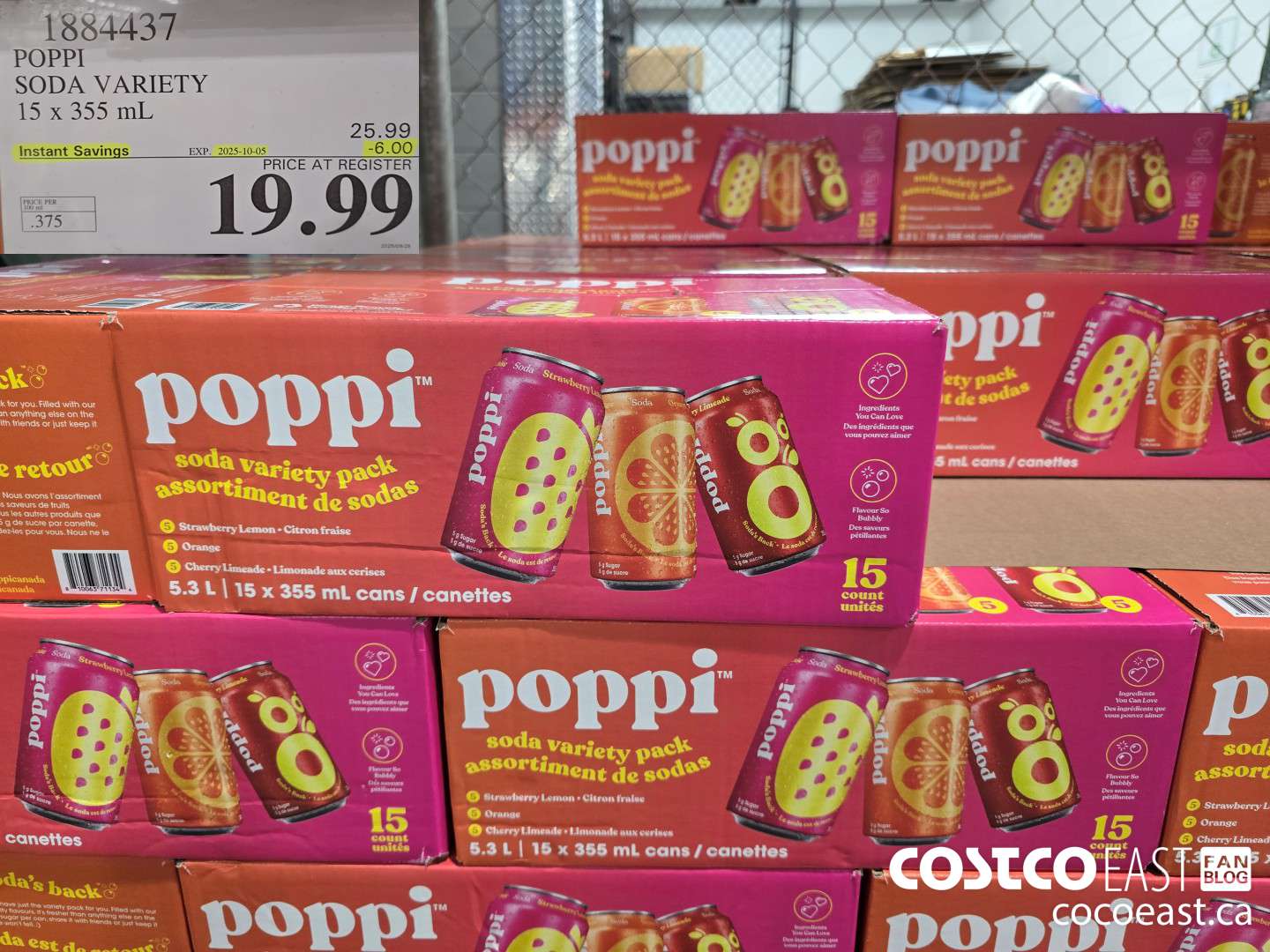 1884437 POPPI SODA VARIETY 15 X 355 ML ($6.00 INSTANT SAVINGS EXPIRES ON 2025-10-05) $19.99