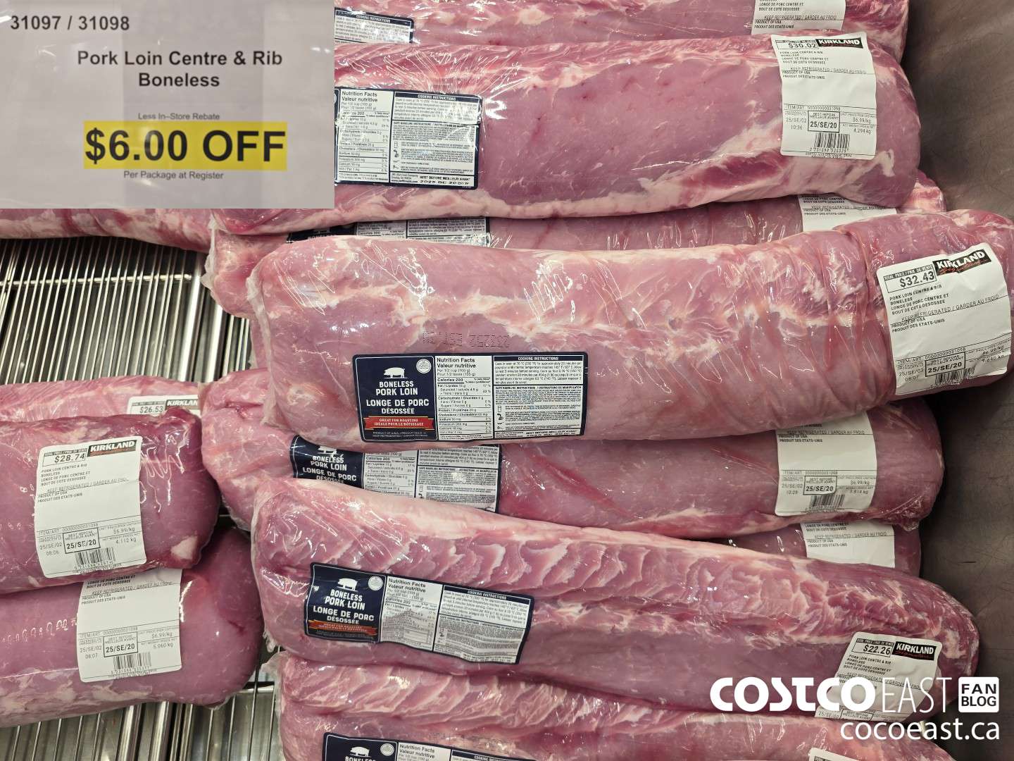 31097 PORK LOIN CENTRE & RIB BONELESS ($6.00 INSTANT SAVINGS)