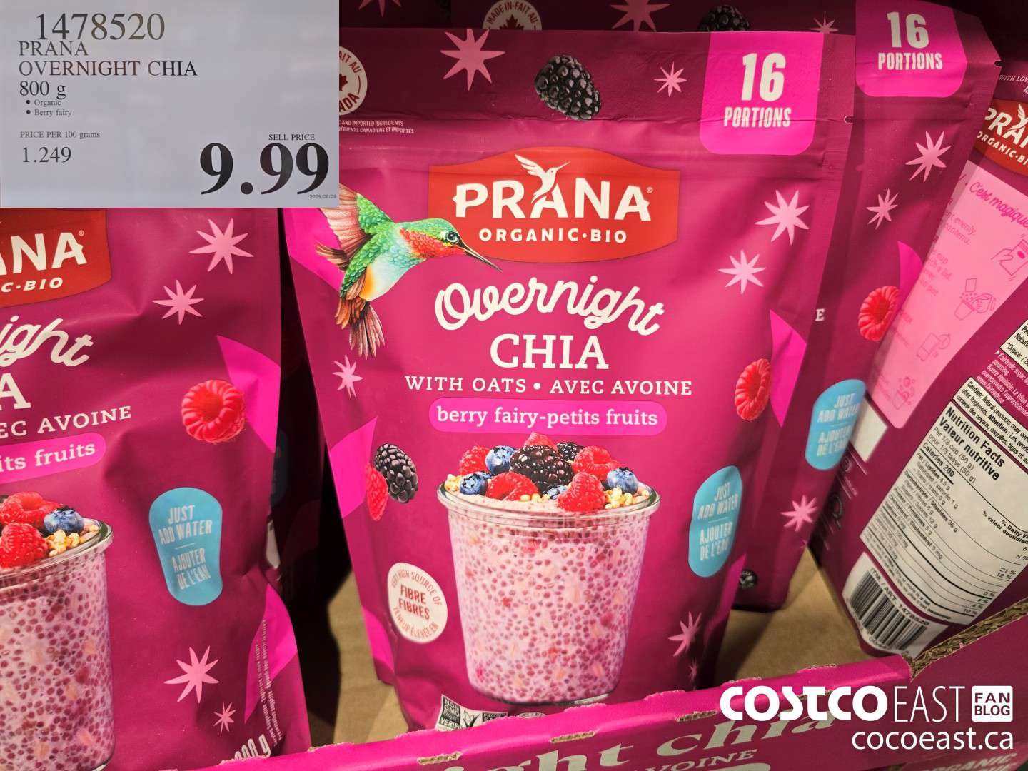 1478520 PRANA OVERNIGHT CHIA 800 g $9.99