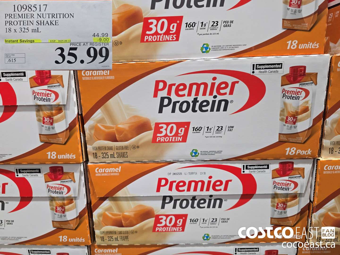 1098517 PREMIER NUTRITION PROTEIN SHAKE 18 x 325 mL ($9.00 INSTANT SAVINGS EXPIRES ON 2025-09-14) $35.99