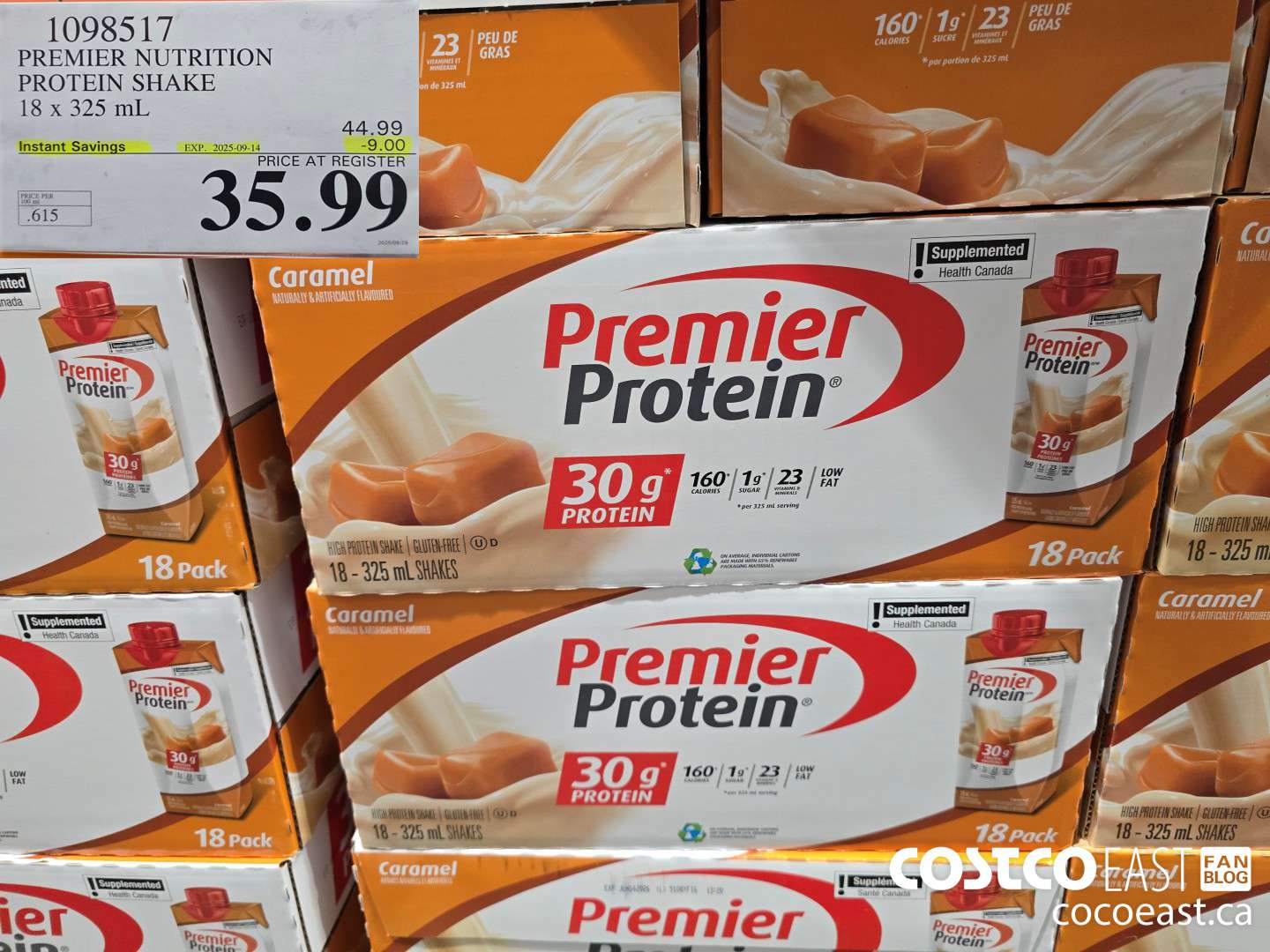 1098517 PREMIER NUTRITION PROTEIN SHAKE 18 x 325 mL ($9.00 INSTANT SAVINGS EXPIRES ON 2025-09-14) $35.99
