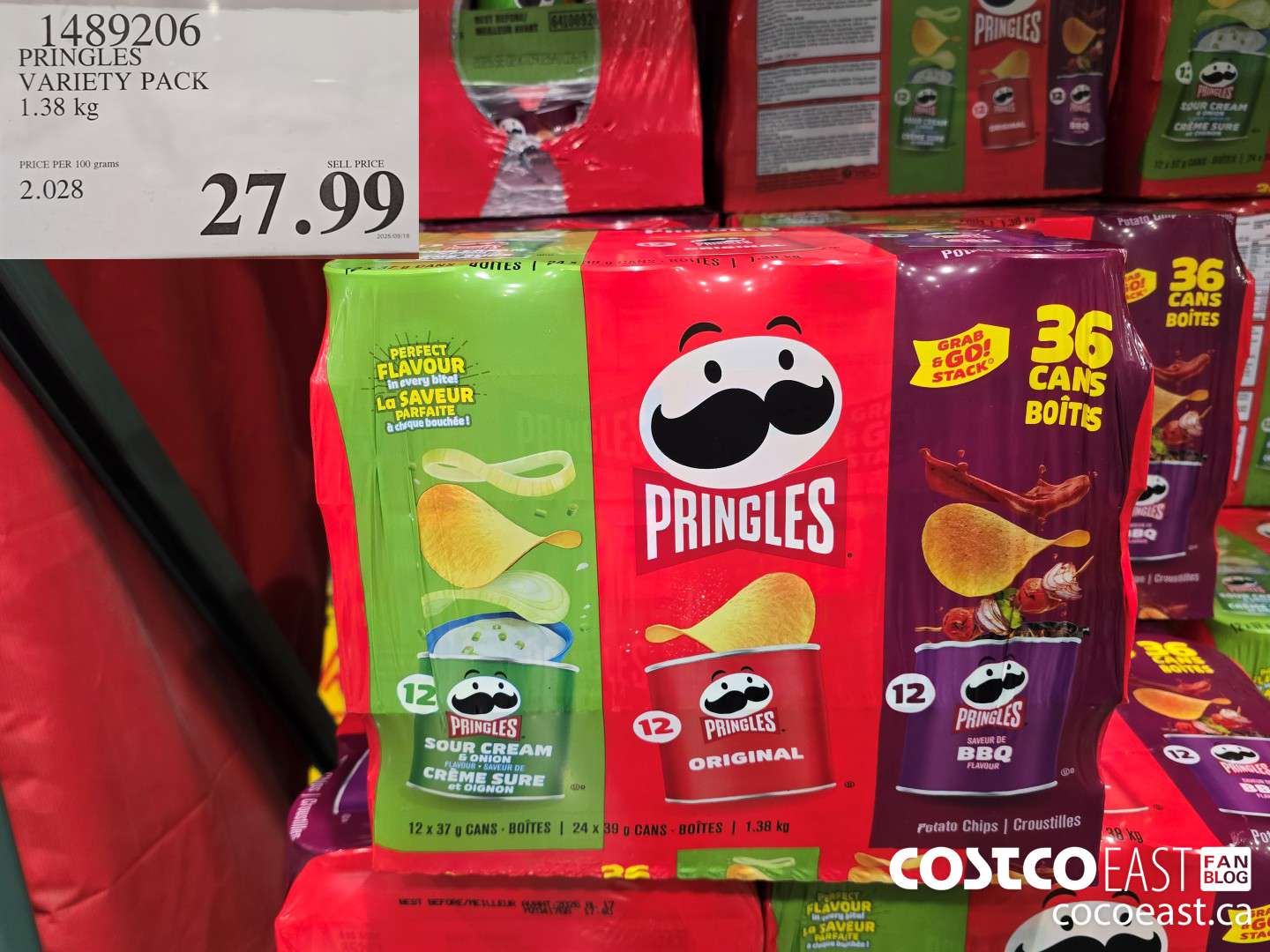 1489206 PRINGLES VARIETY PACK 1.38 kg $27.99