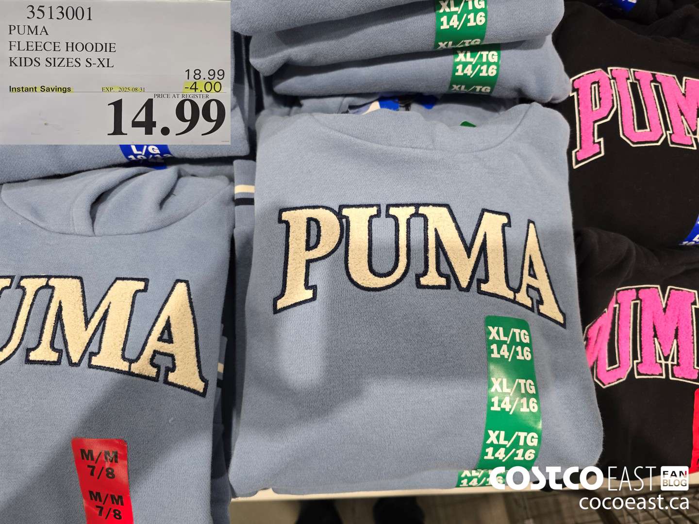 3513001 PUMA FLEECE HOODIE KIDS SIZES S-XL ($4.00 INSTANT SAVINGS EXPIRES ON 2025-08-31) $14.99