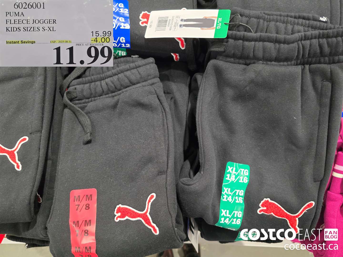 6026001 PUMA FLEECE JOGGER KIDS SIZES S-XL ($4.00 INSTANT SAVINGS EXPIRES ON 2025-08-31) $11.99