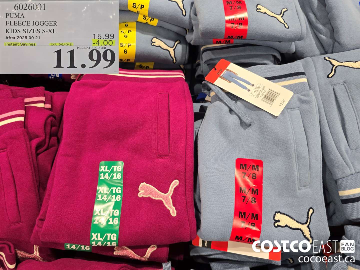 6026001 PUMA FLEECE JOGGER KIDS SIZES S-XL ($4.00 INSTANT SAVINGS EXPIRES ON 2025-09-21) $11.99