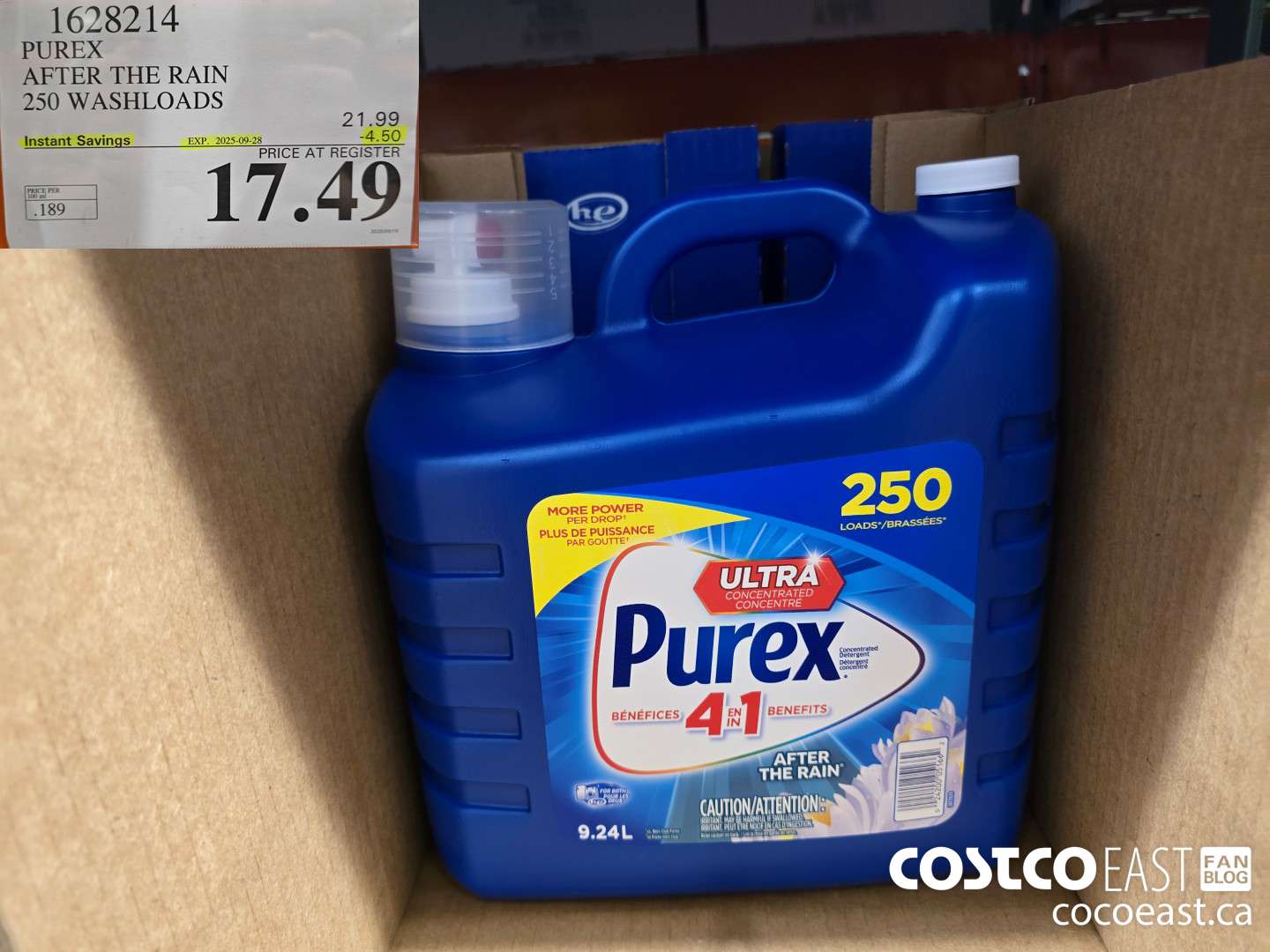 1628214 PUREX AFTER THE RAIN 250 washloads ($4.50 INSTANT SAVINGS EXPIRES ON 2025-09-28) $17.49