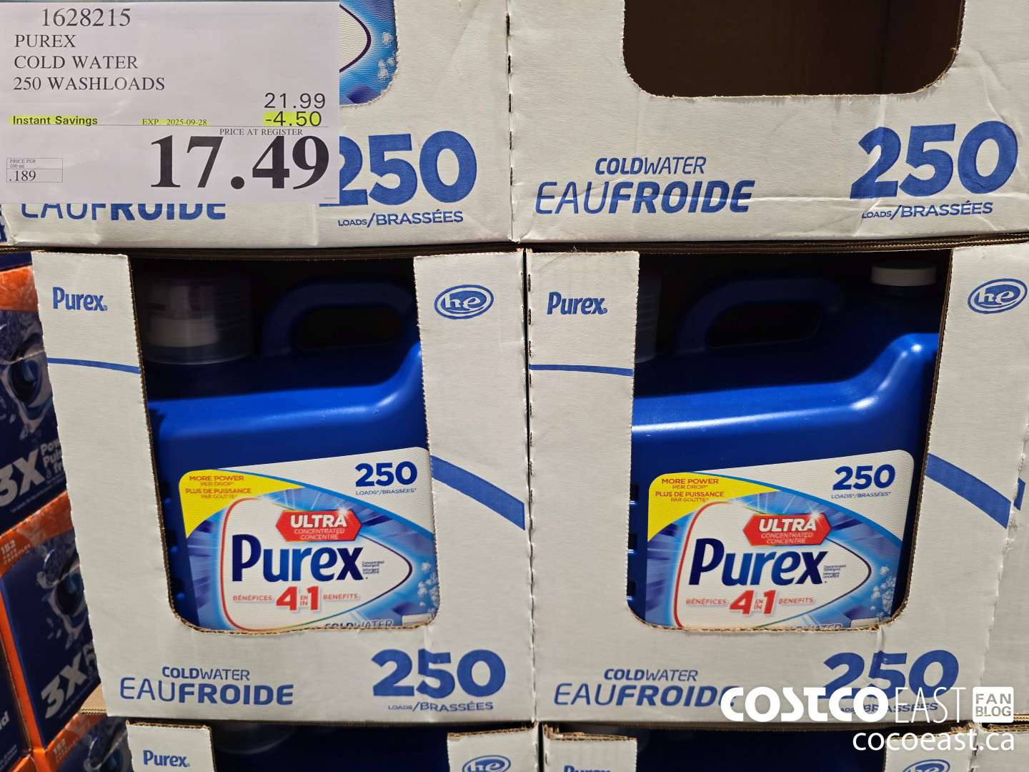 1628215 PUREX COLD WATER 250 washloads ($4.50 INSTANT SAVINGS EXPIRES ON 2025-09-28) $17.49