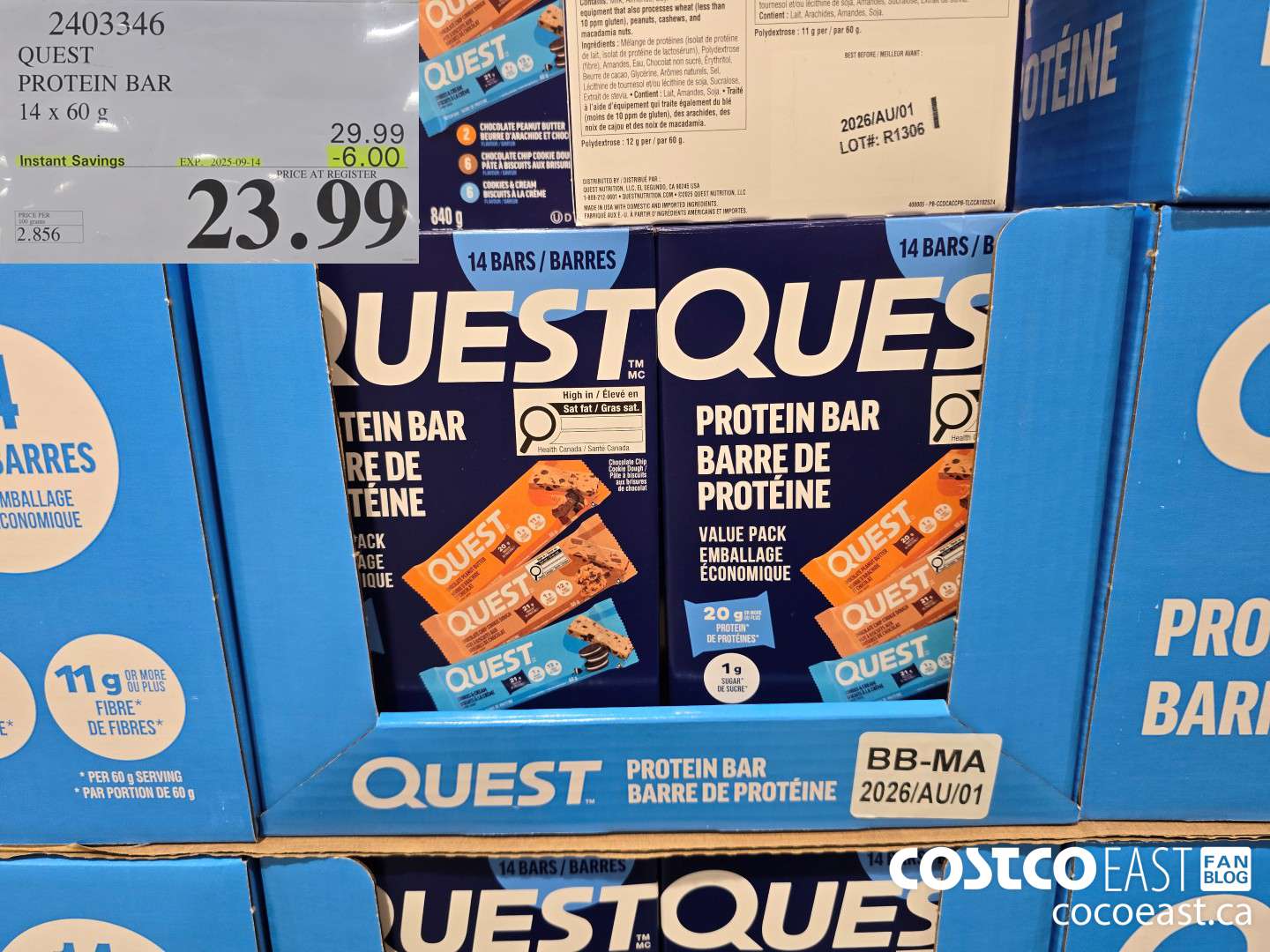 2403346 QUEST PROTEIN BAR 14 x 60 g ($6.00 INSTANT SAVINGS EXPIRES ON 2025-09-14) $23.99