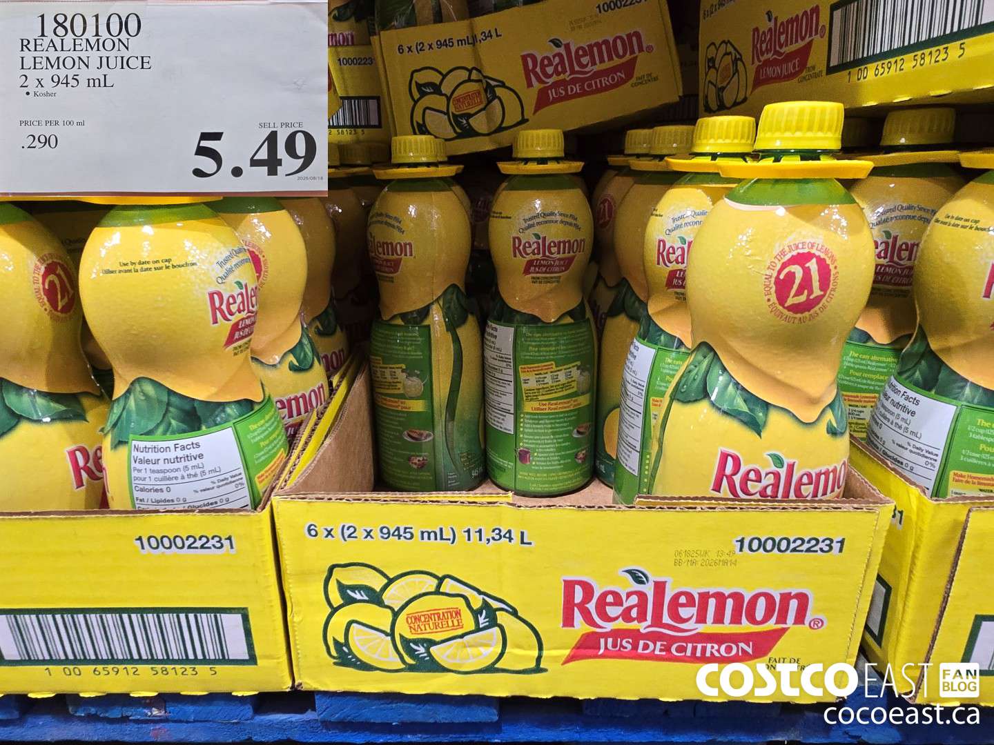 180100 REALEMON LEMON JUICE 2 X 945 ML $5.49
