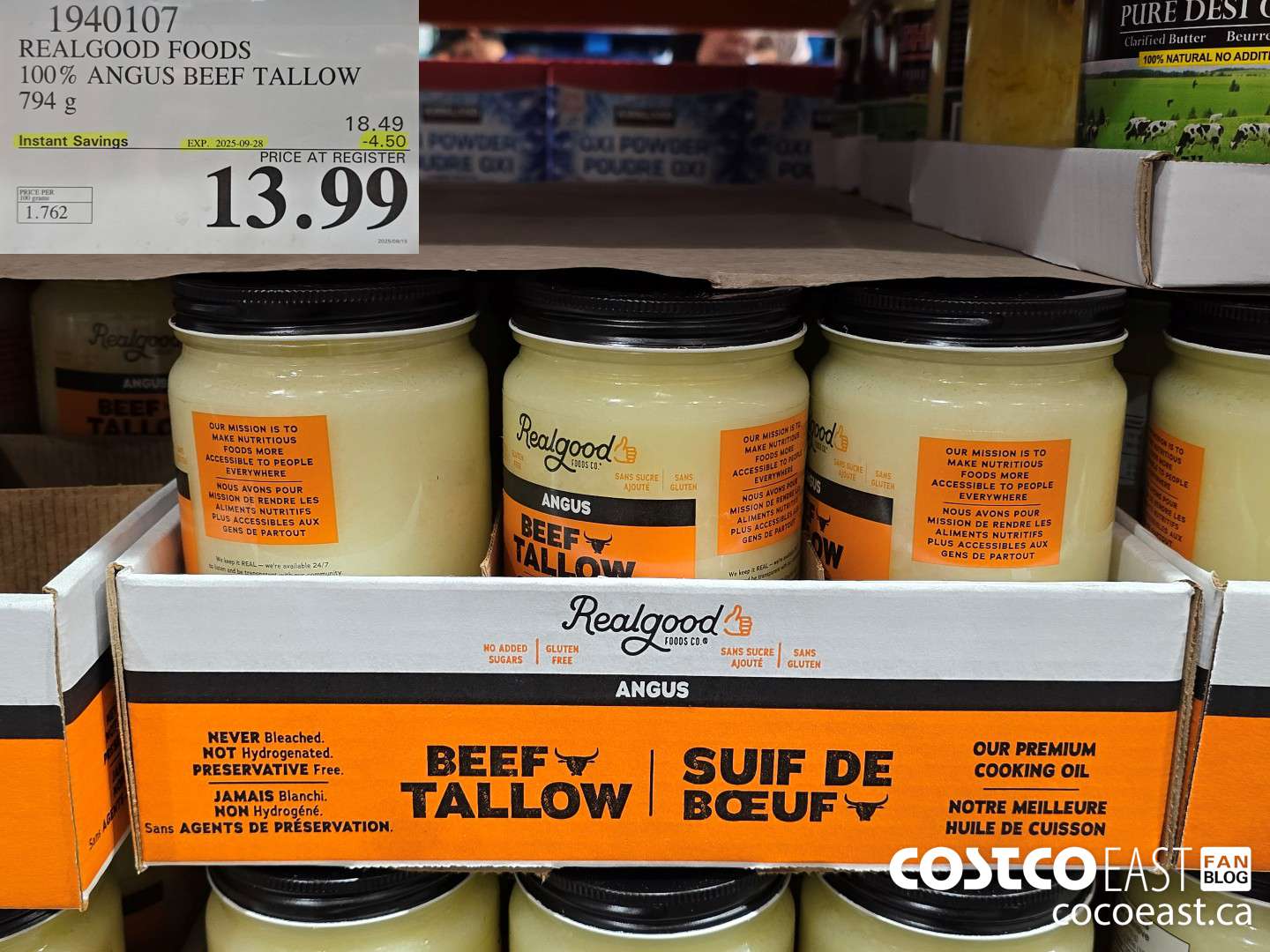 1940107 REALGOOD FOODS 100% ANGUS BEEF TALLOW 794 G ($4.50 INSTANT SAVINGS EXPIRES ON 2025-09-28) $13.99