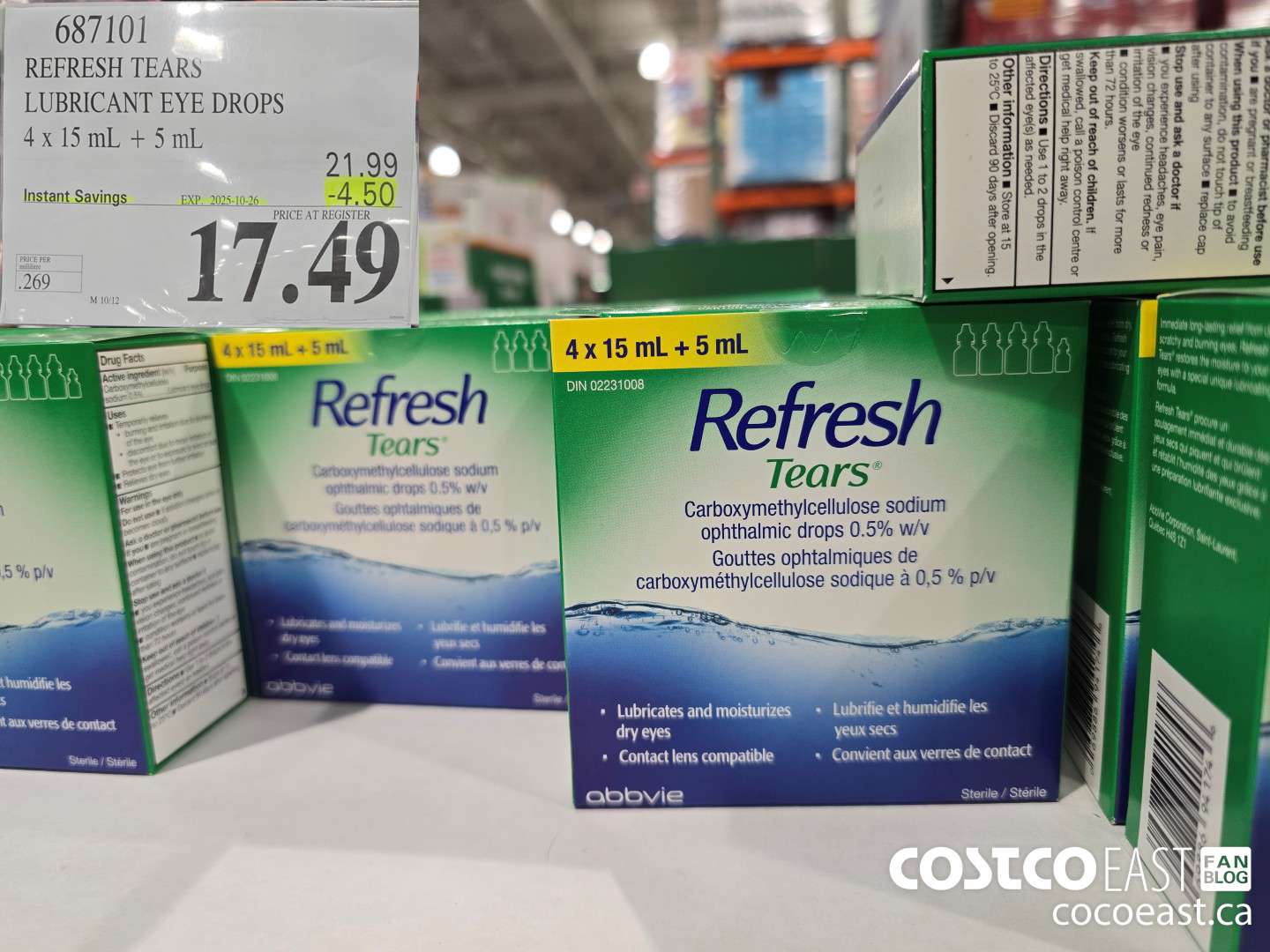 687101 REFRESH TEARS EYE DROPS 4X15ml + 5ml ($4.50 INSTANT SAVINGS EXPIRES ON 2025-10-26) $17.49