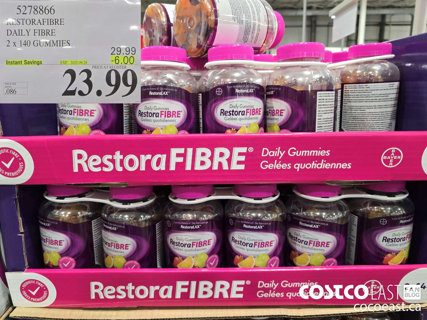 5278866 RESTORAFIBRE DAILY FIBRE 2 X 140 GUMMIES ($6.00 INSTANT SAVINGS EXPIRES ON 2025-09-28) $23.99