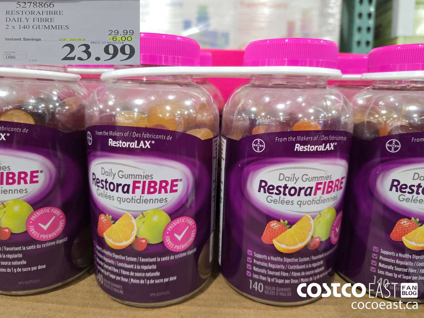 5278866 RESTORAFIBRE DAILY FIBRE 2 X 140 GUMMIES ($6.00 INSTANT SAVINGS EXPIRES ON 2025-09-28) $23.99
