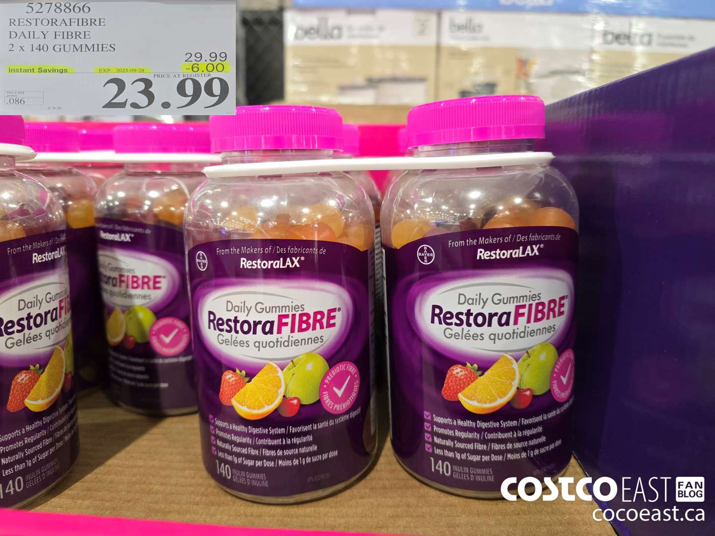 5278866 RESTORAFIBRE DAILY FIBRE 2 X 140 GUMMIES ($6.00 INSTANT SAVINGS EXPIRES ON 2025-09-28) $23.99