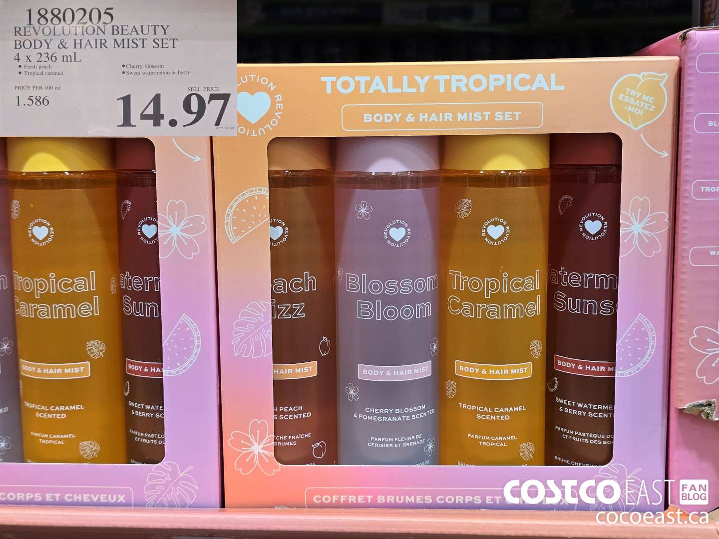 1880205 REVOLUTION BEAUTY BODY & HAIR MIST SET 4 x 236 mL $14.97