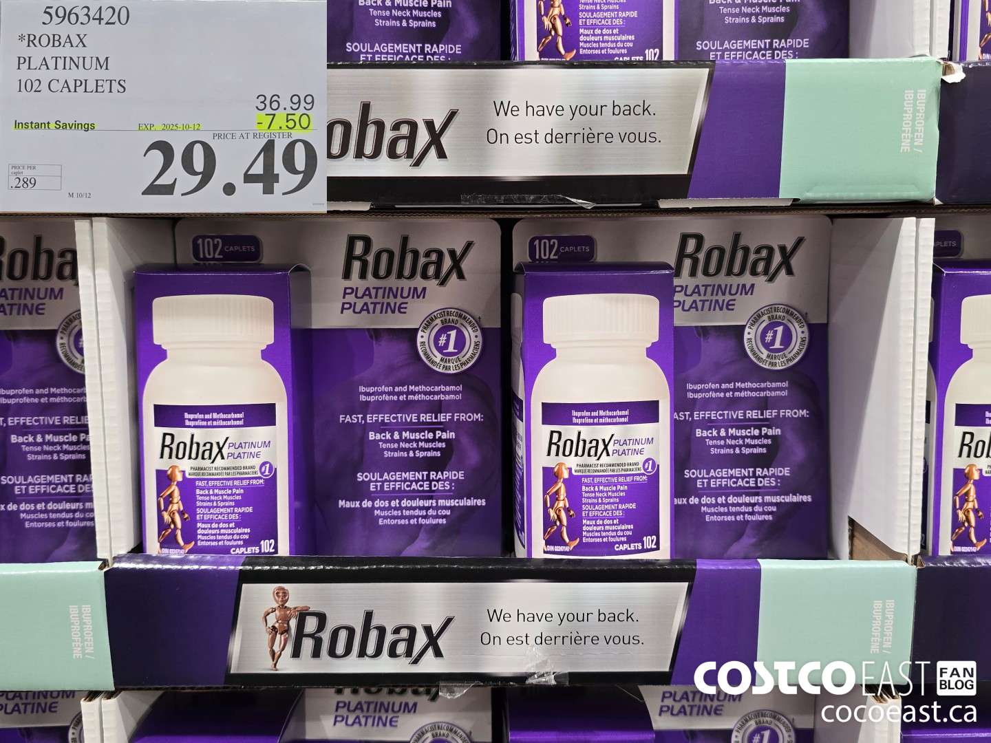 5963420 ROBAX PLATINUM 102 CAPLETS ($7.50 INSTANT SAVINGS EXPIRES ON 2025-10-12) $29.49