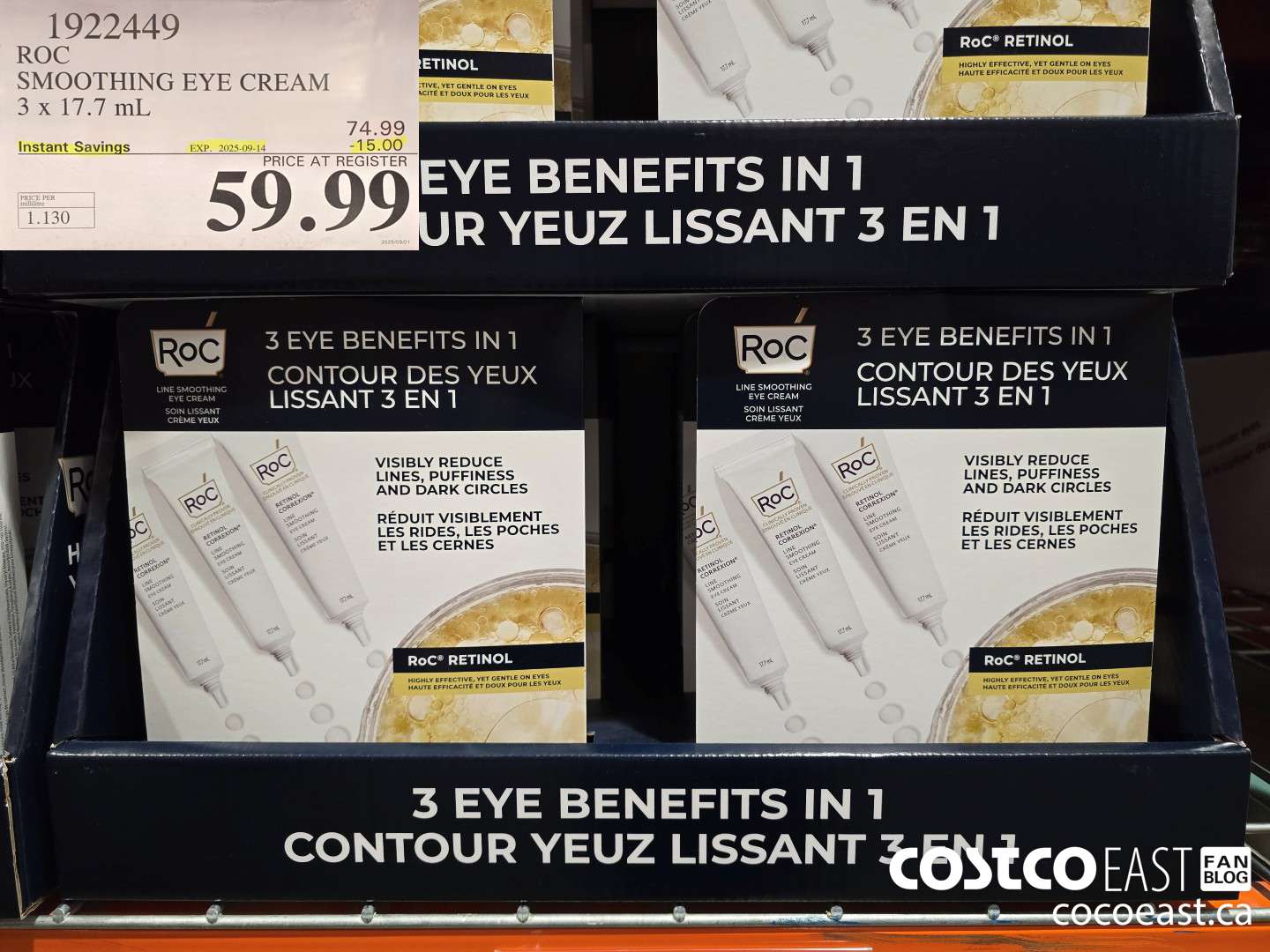 1922449 ROC SMOOTHING EYE CREAM 3 X 17.7 ML ($15.00 INSTANT SAVINGS EXPIRES ON 2025-09-14) $59.99