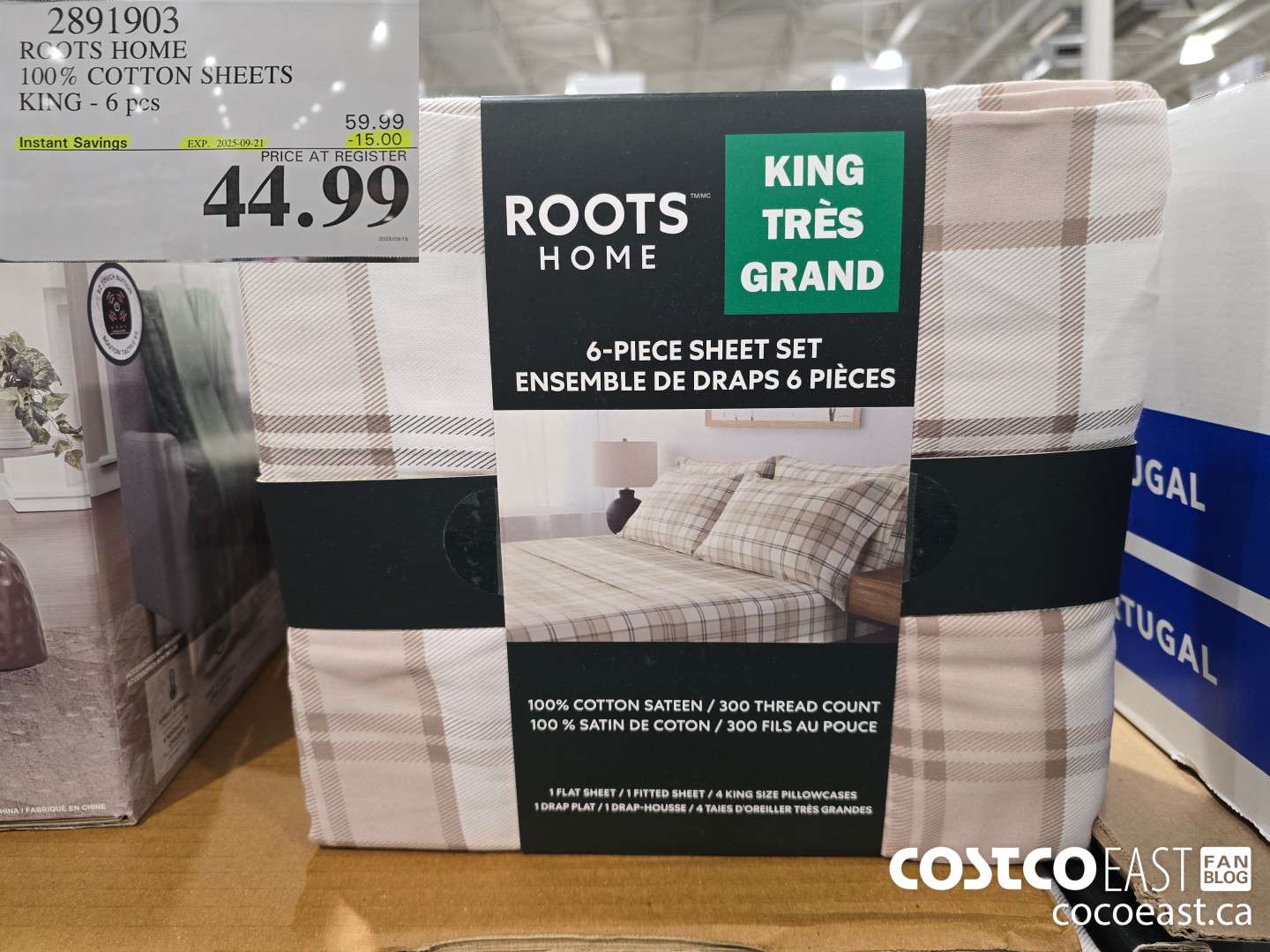 2891903 ROOTS HOME 100% COTTON SHEETS KING - 6PC ($15.00 INSTANT SAVINGS EXPIRES ON 2025-09-21) $44.99