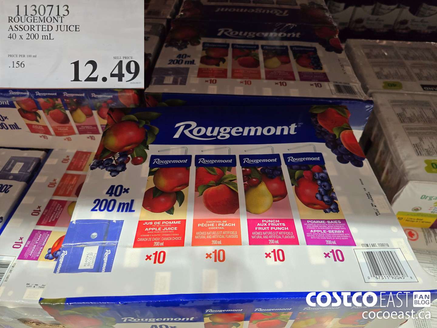 1130713 ROUGEMONT ASSORTED JUICE 40 X 200 ML $12.49