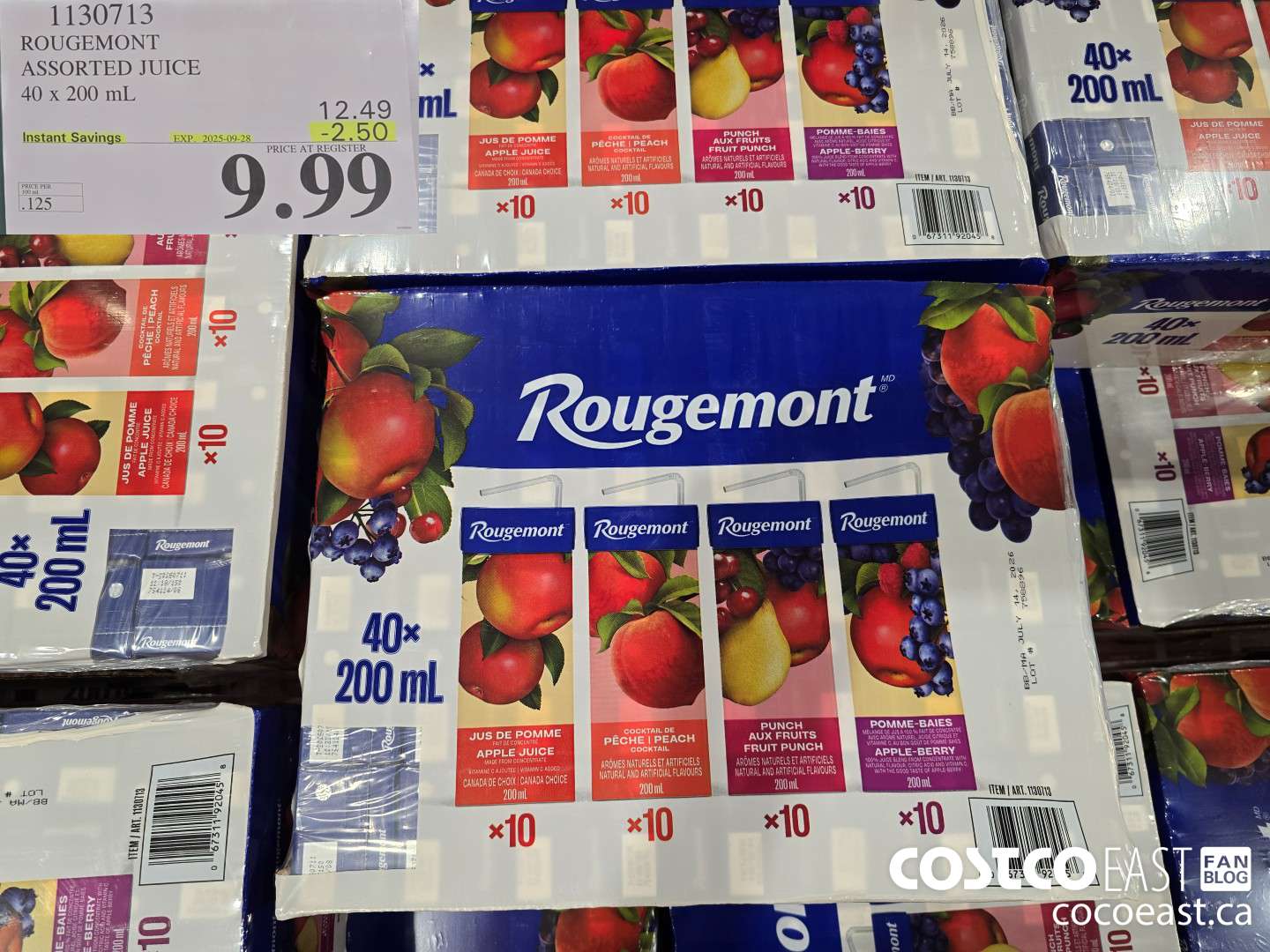 1130713 ROUGEMONT ASSORTED JUICE 40 X 200 ML ($2.50 INSTANT SAVINGS EXPIRES ON 2025-09-28) $9.99