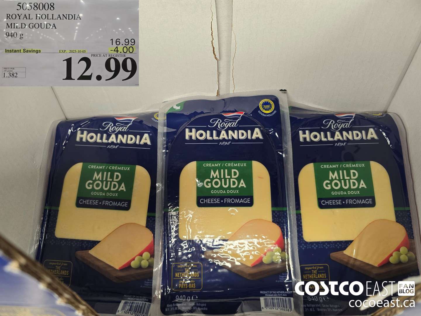 5058008 ROYAL HOLLANDIA MILD GOUDA 940 G ($4.00 INSTANT SAVINGS EXPIRES ON 2025-10-05) $12.99