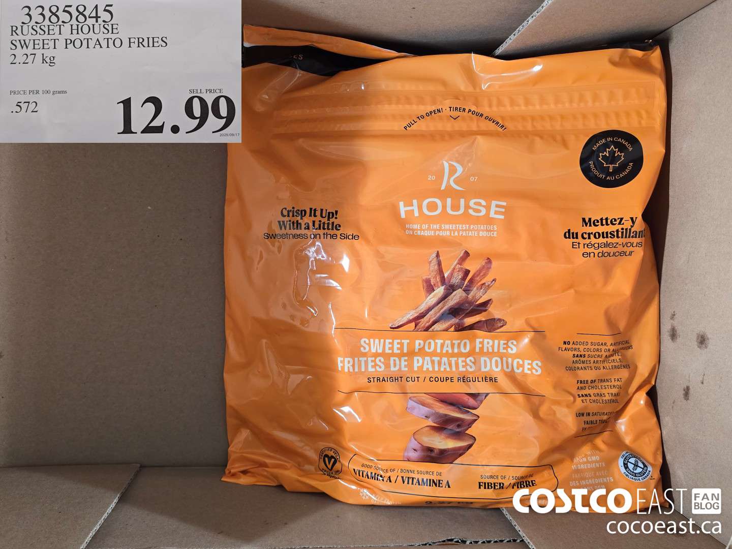 3385845 RUSSET HOUSE SWEET POTATO FRIES 2.27 KG $12.99