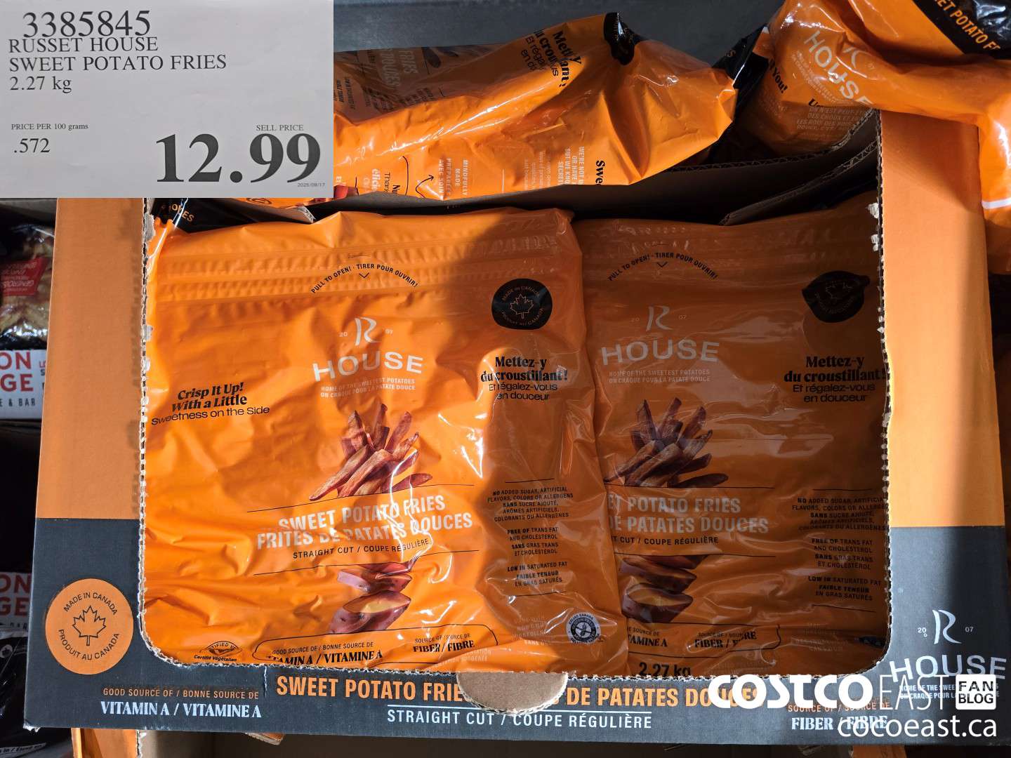 3385845 RUSSET HOUSE SWEET POTATO FRIES 2.27 KG $12.99