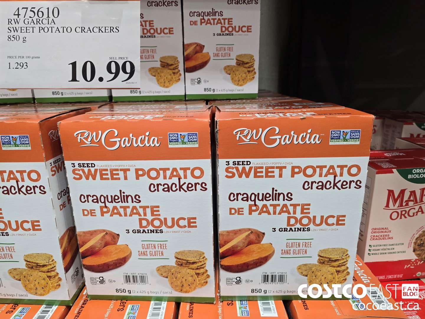 475610 RW GARCIA SWEET POTATO CRACKERS 850 G $10.99
