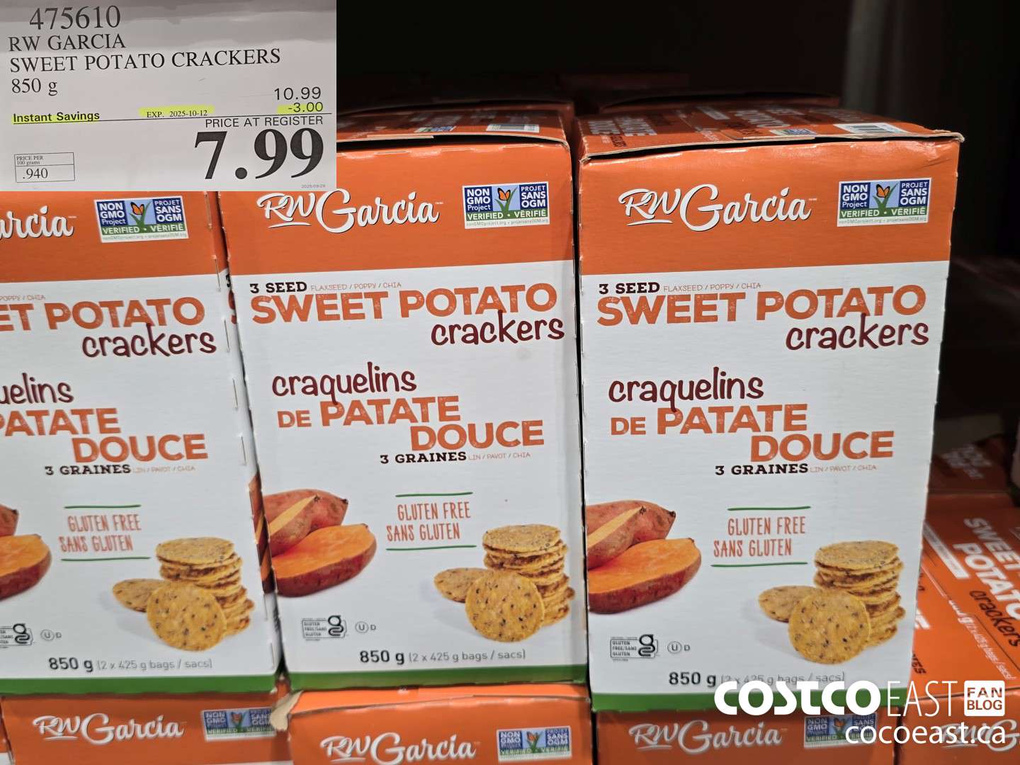 475610 RW GARCIA SWEET POTATO CRACKERS 850 G ($3.00 INSTANT SAVINGS EXPIRES ON 2025-10-12) $7.99