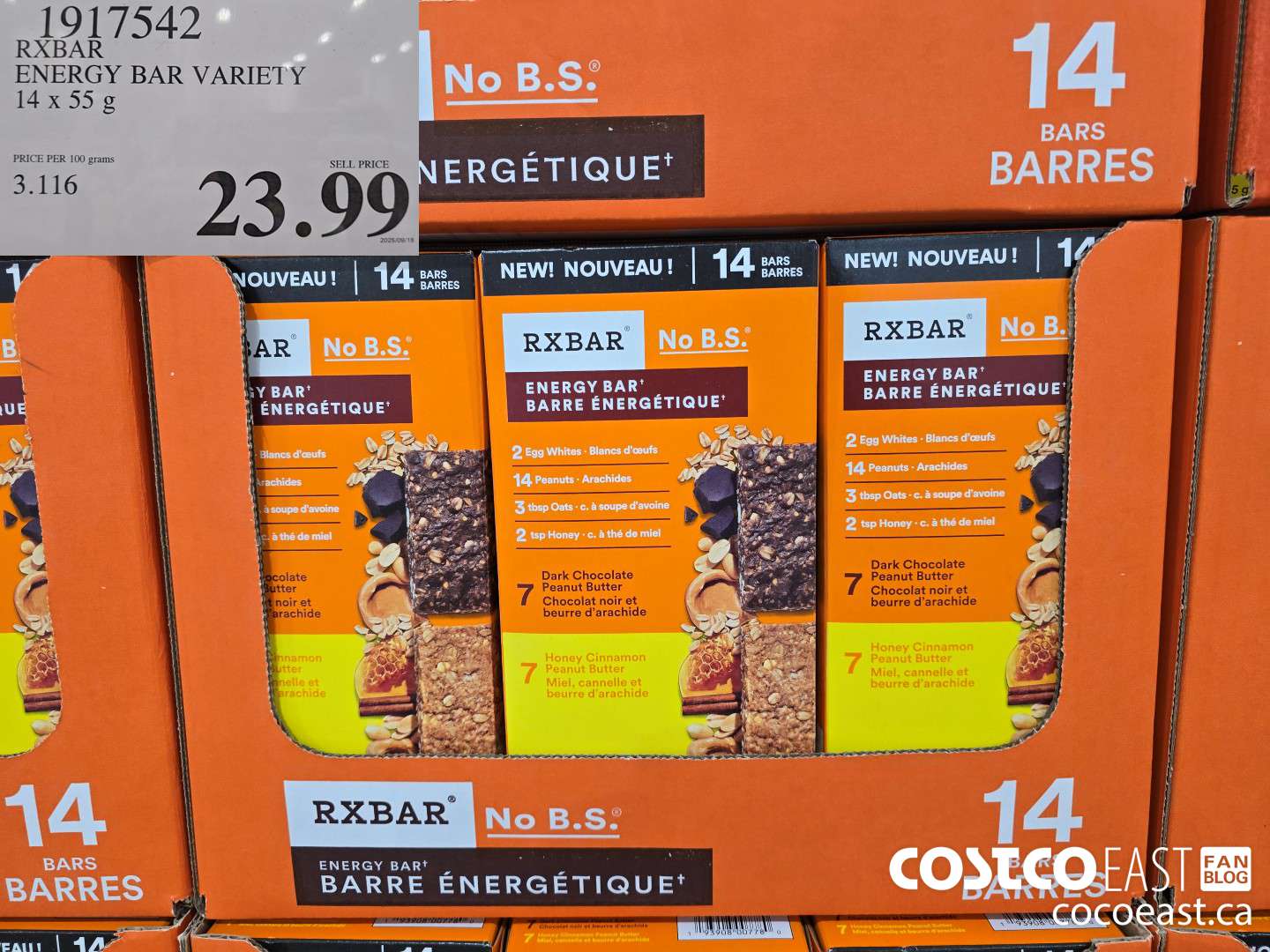 1917542 RXBAR ENERGY BAR VARIETY 14 x 55 G $23.99