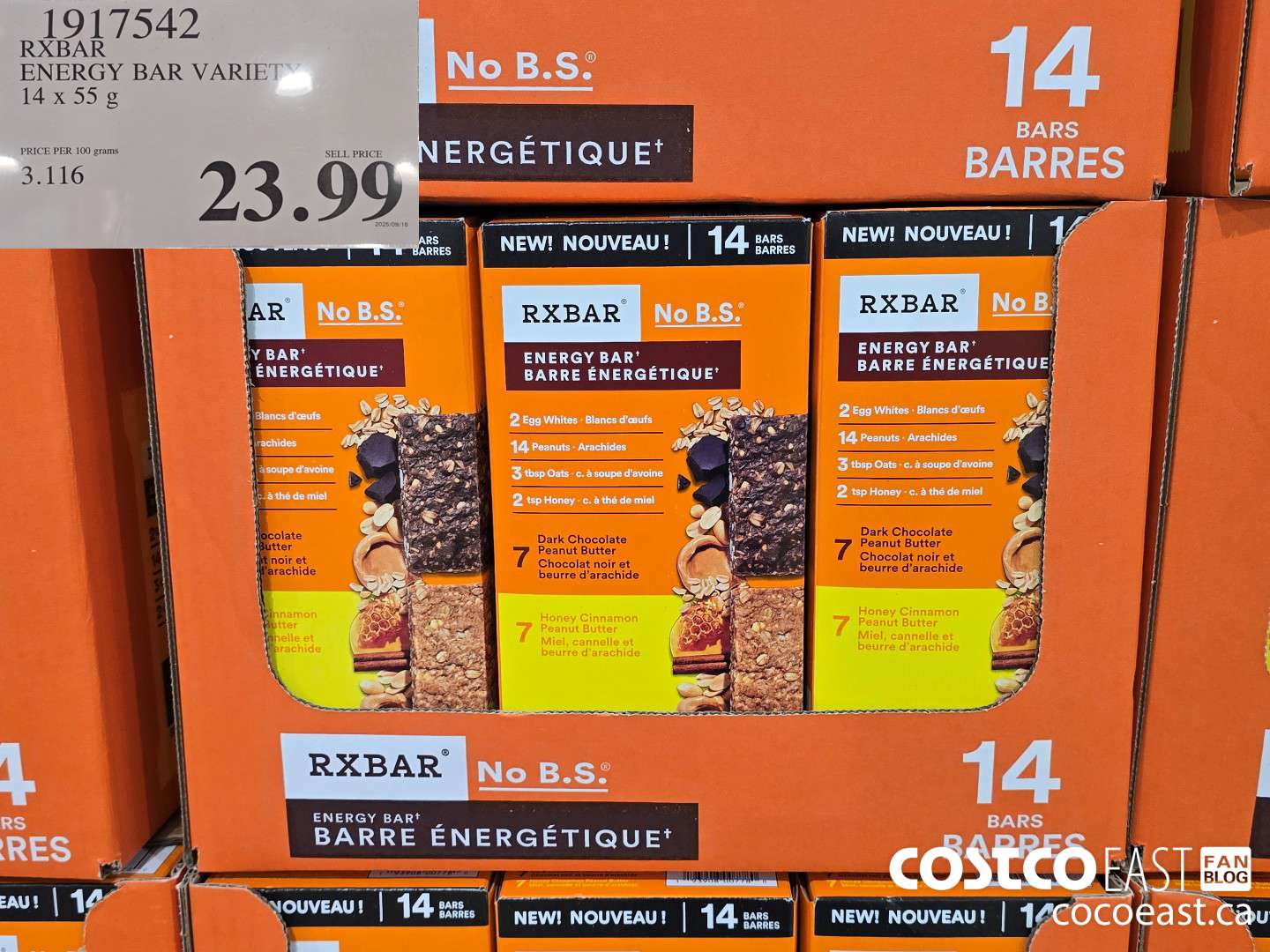 1917542 RXBAR ENERGY BAR VARIETY 14 x 55 G $23.99